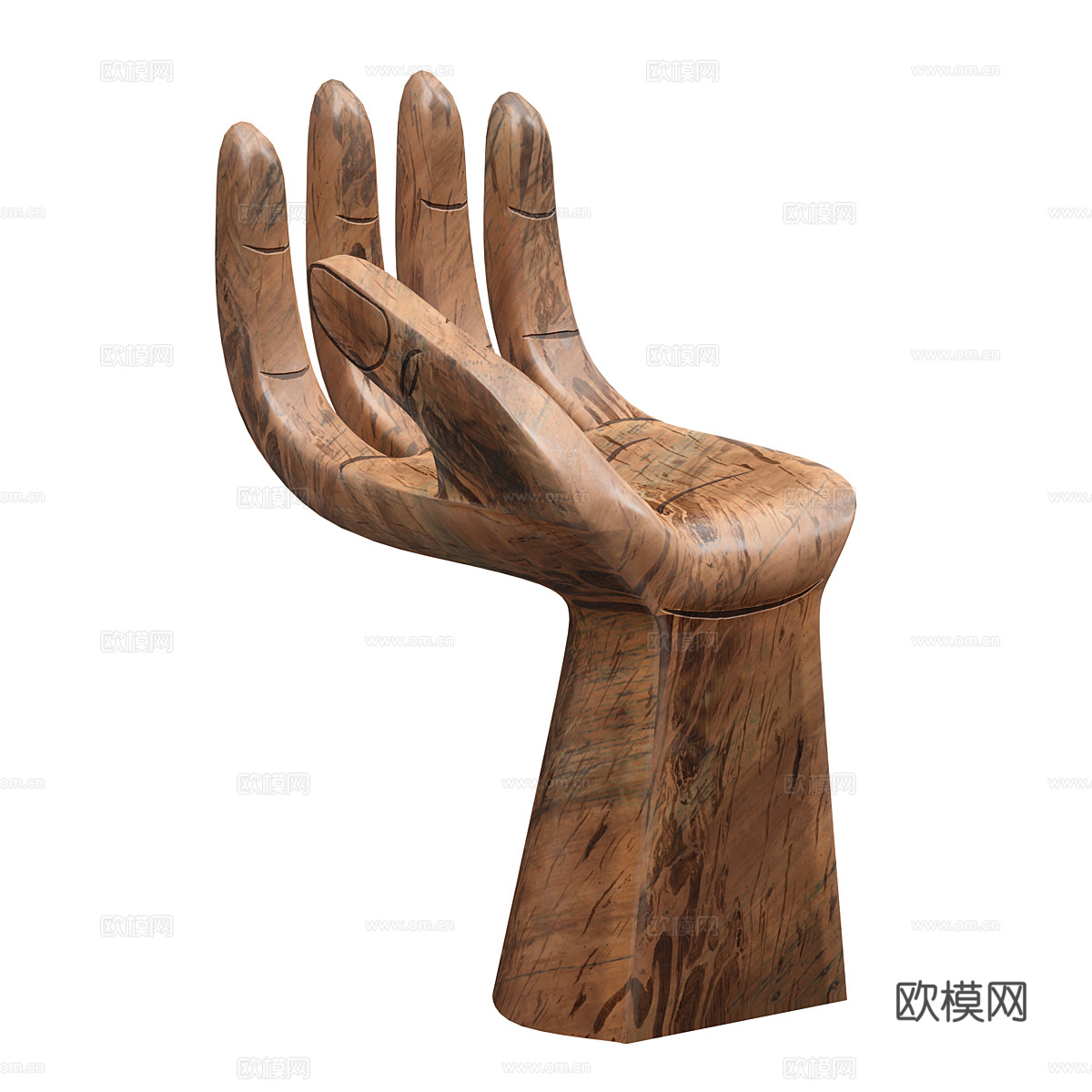 新中式佛手雕塑木椅3d模型