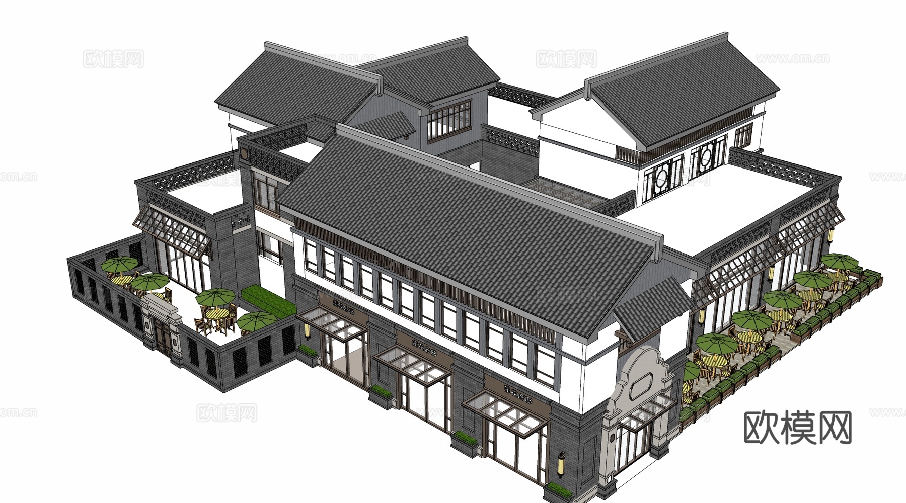 现代商业街建筑 商铺建筑 沿街商铺 商店建筑su模型