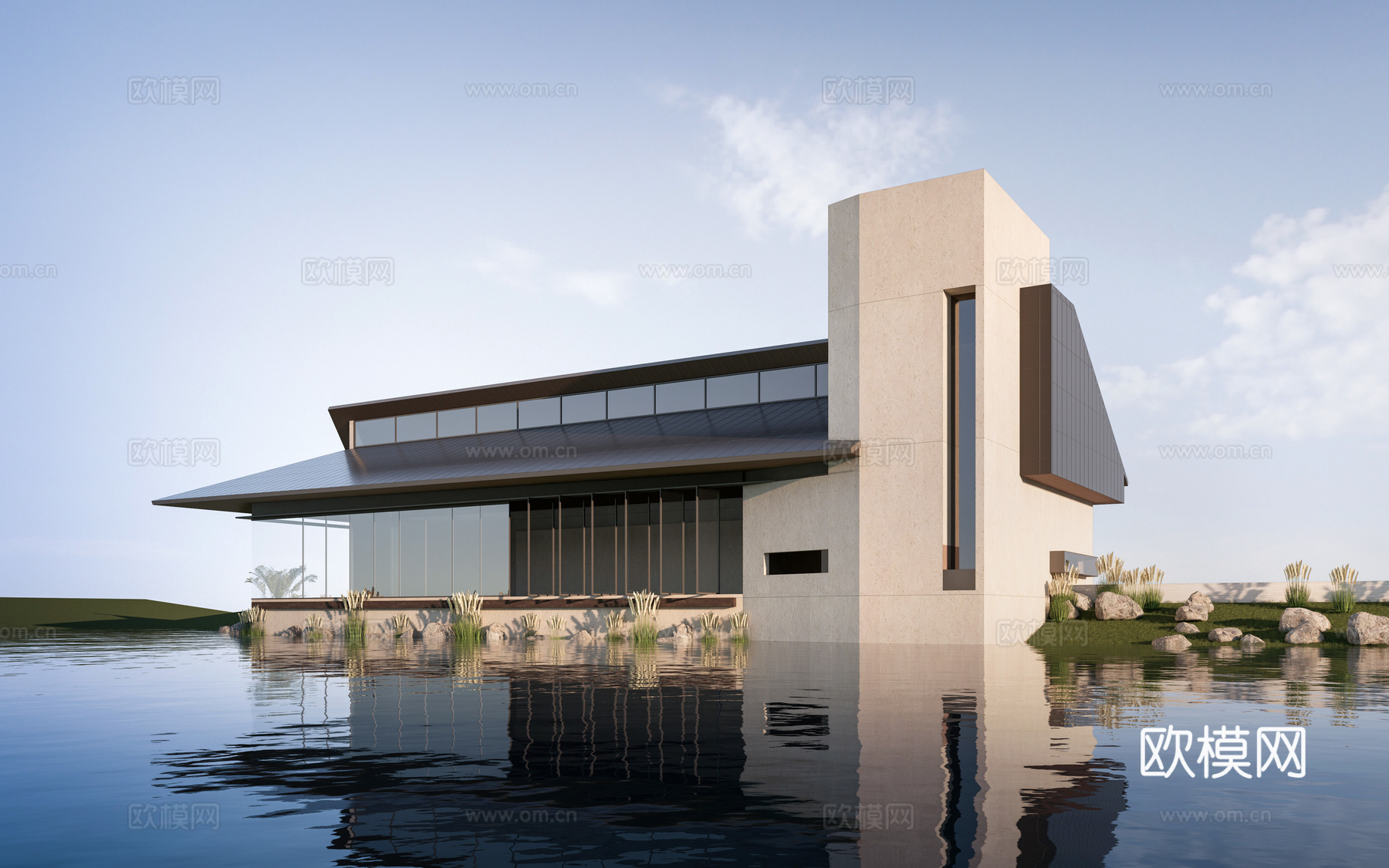 现代小公建 商店建筑 咖啡厅建筑 驿站建筑su模型