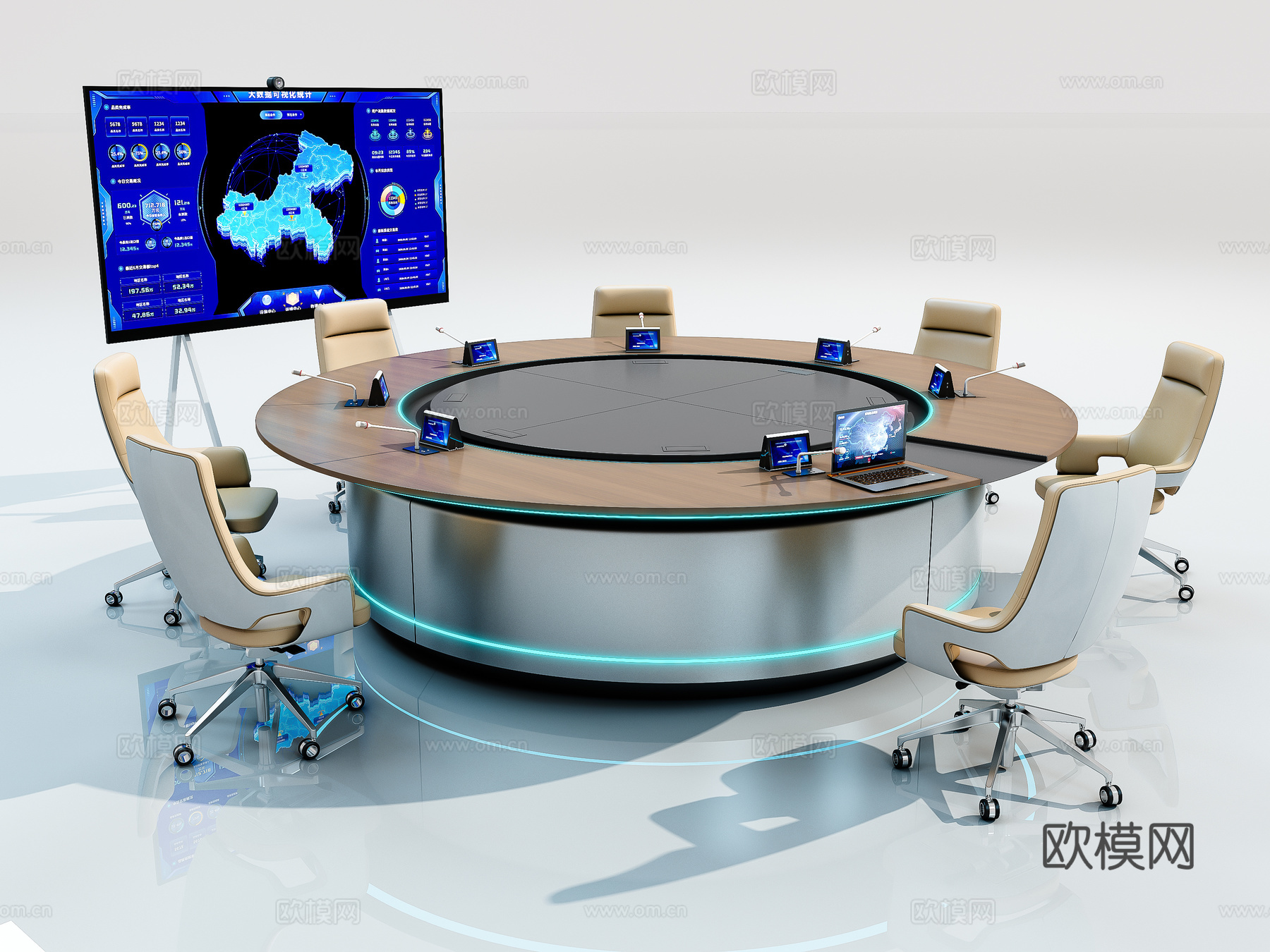 现代圆形会议桌3d模型
