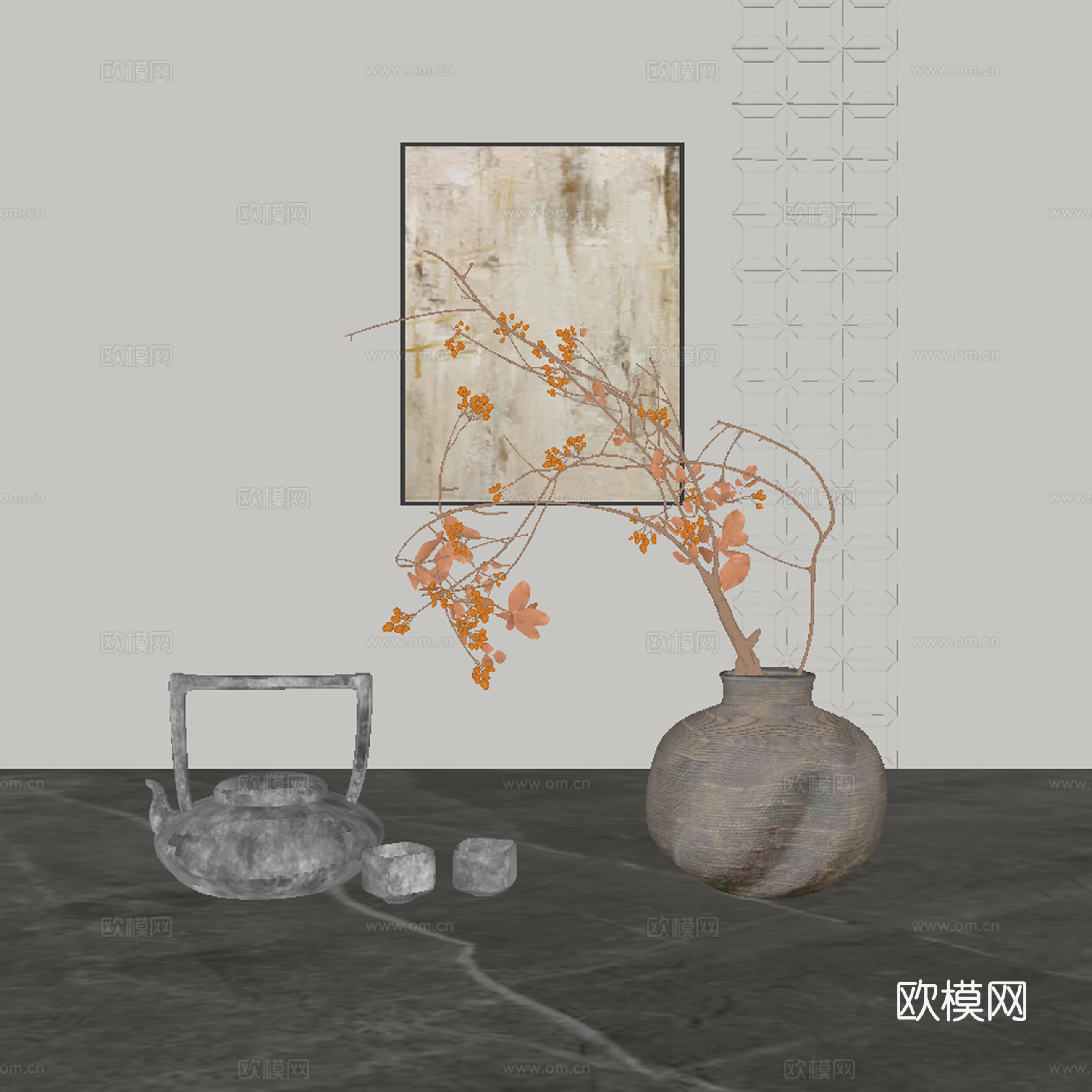 中古风饰品摆件组合su模型