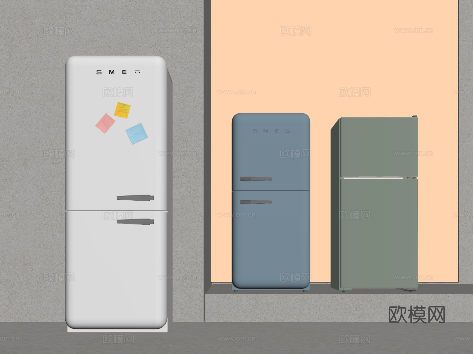 18冰箱 双开门冰箱 迷你冰箱su模型