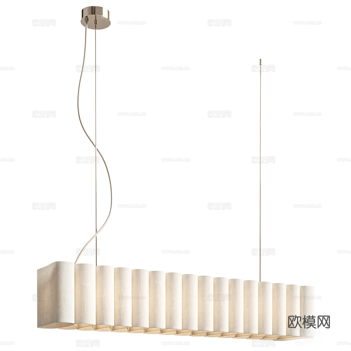 现代意式长条纸质装饰吊灯3d模型