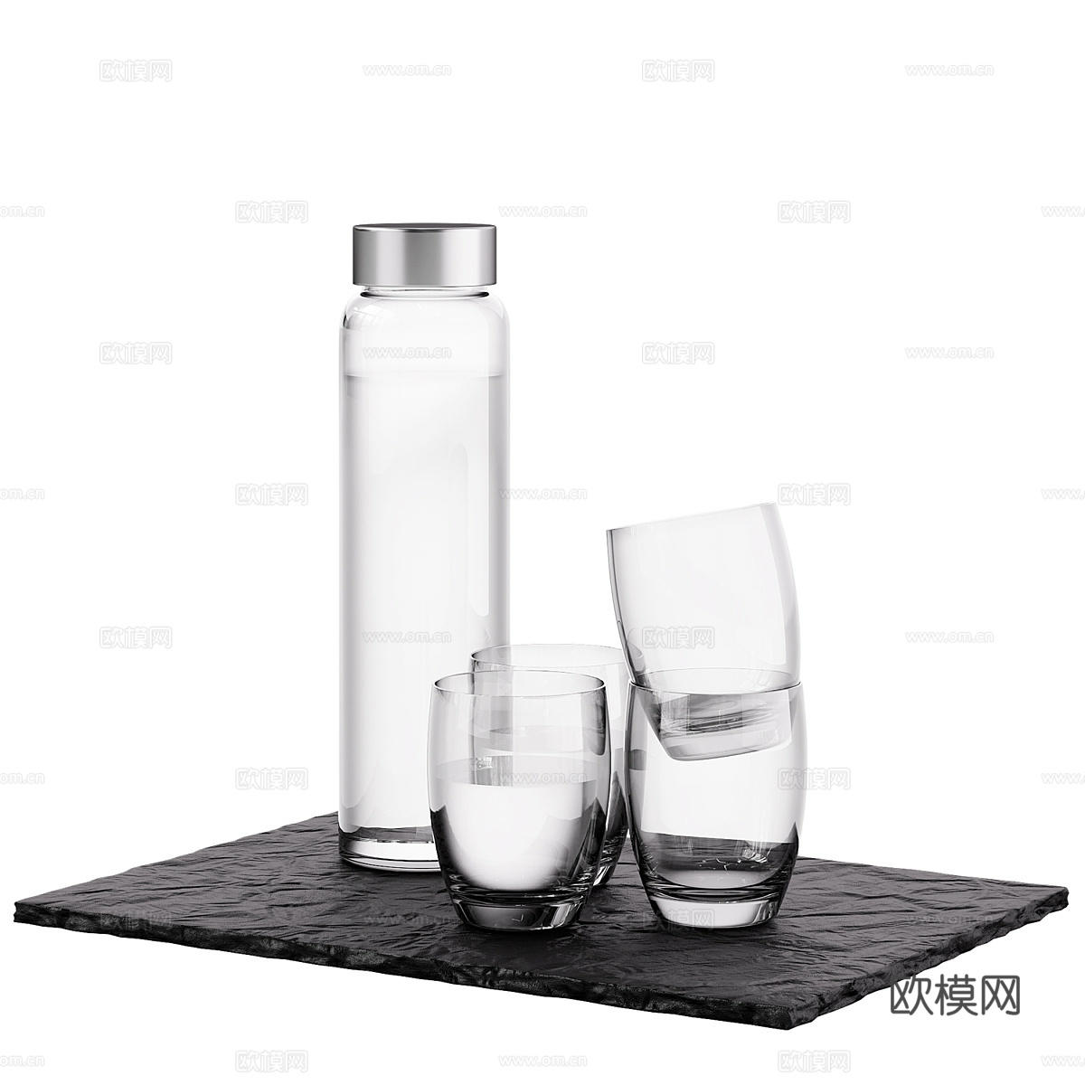 现代意式餐具 水瓶 水杯3d模型