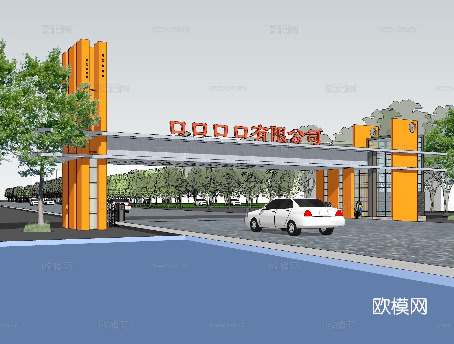 现代建筑门头su模型下载