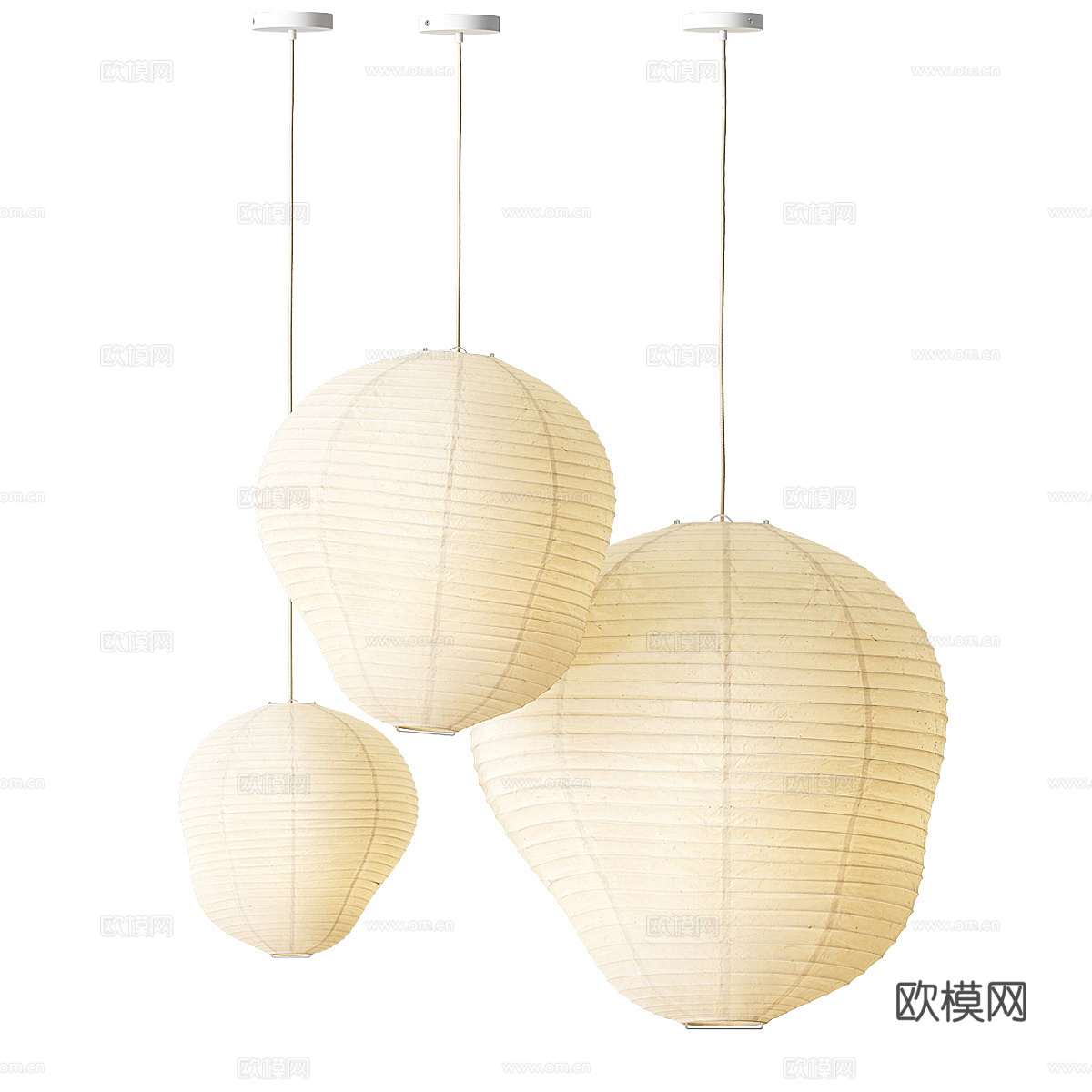 新中式侘寂藤编布艺装饰吊灯3d模型