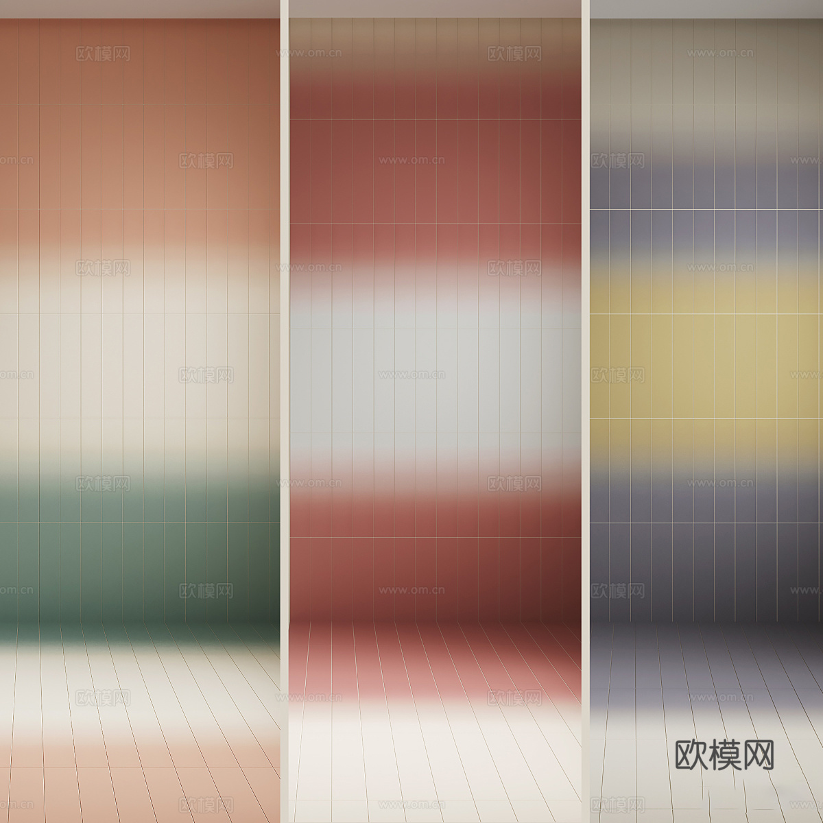 现代奶油风彩色渐变瓷砖3d模型