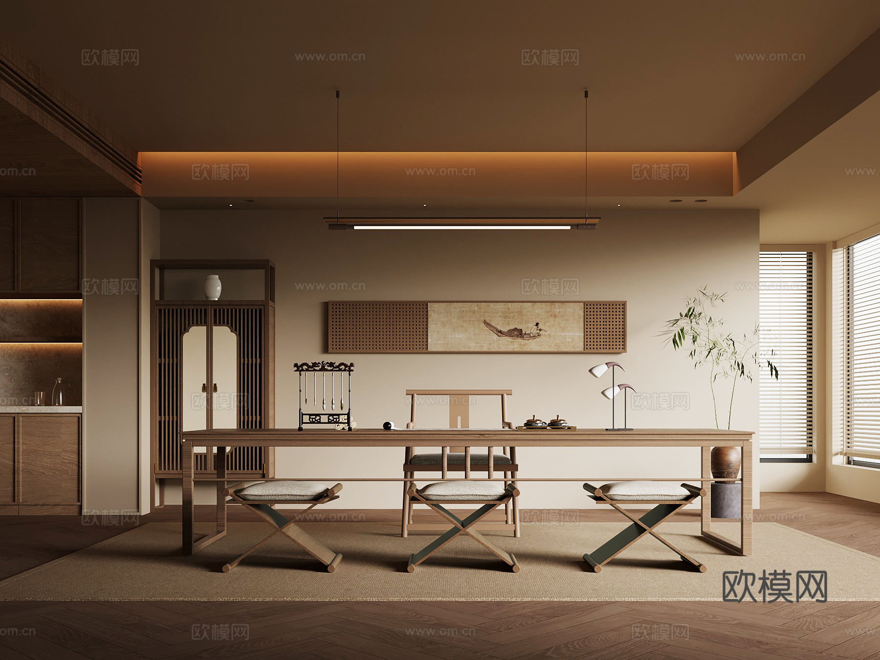 013茶室 新中式茶室 茶桌椅3d模型