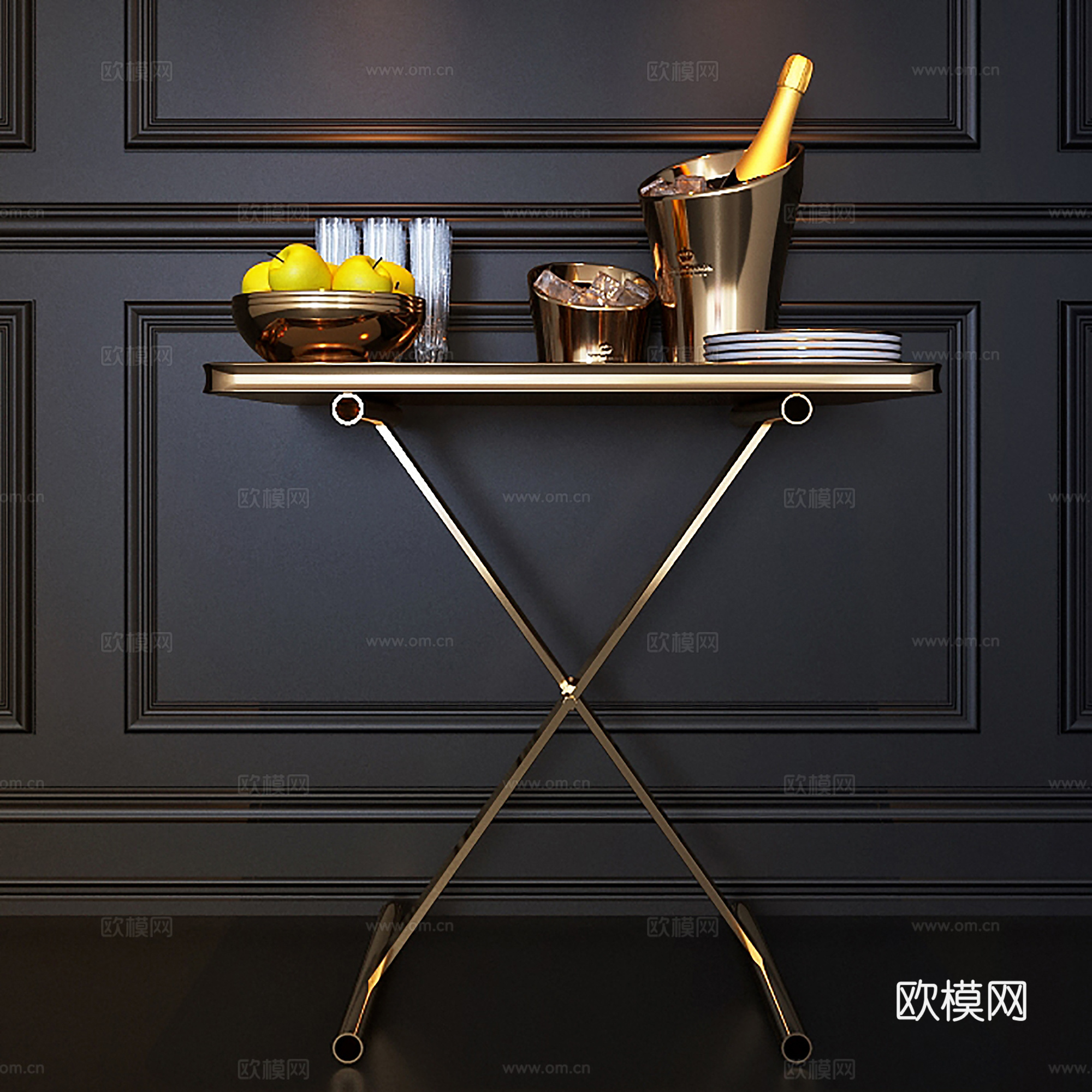 现代桌几茶几 饰品组合3d模型