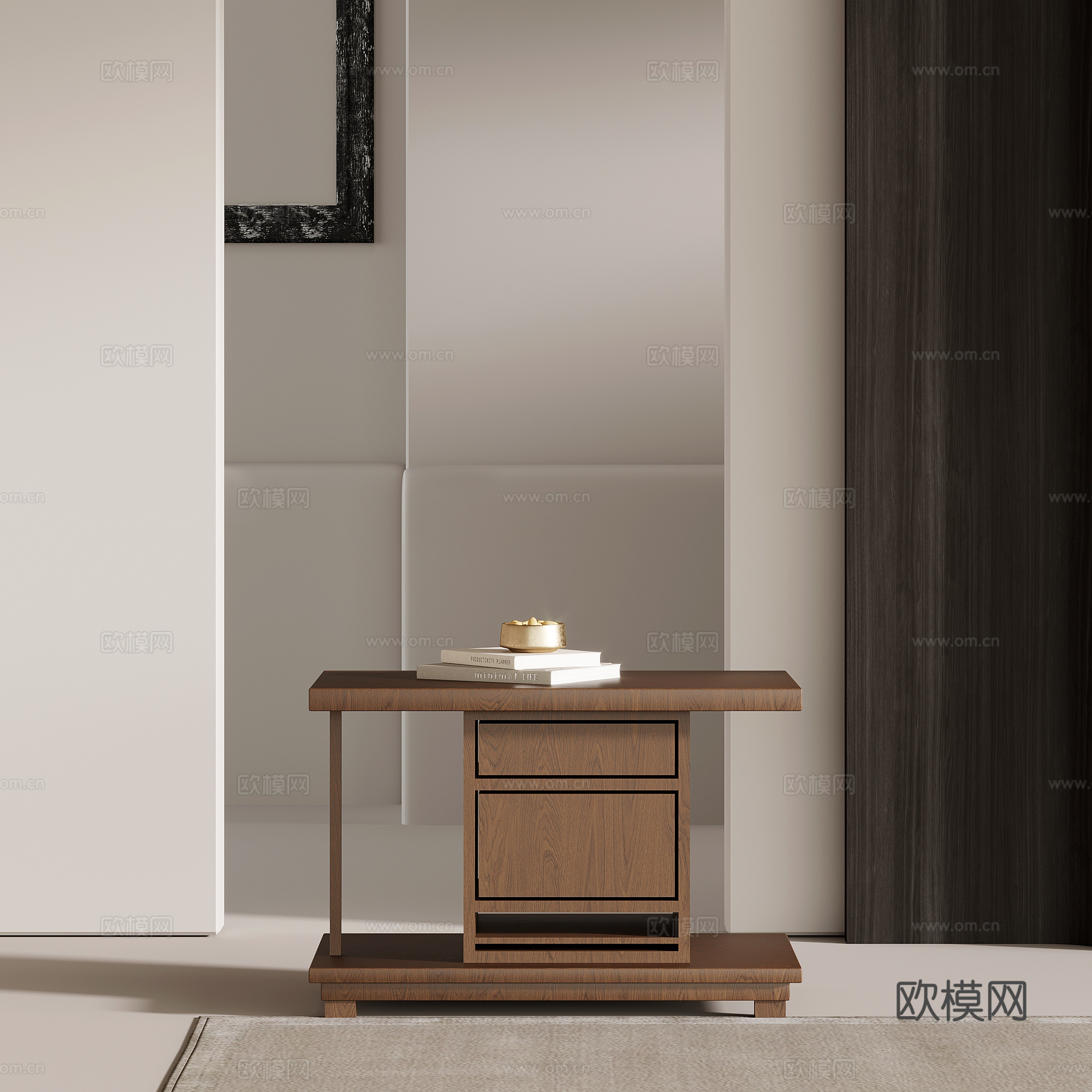 10床头柜 中古风床头柜su模型