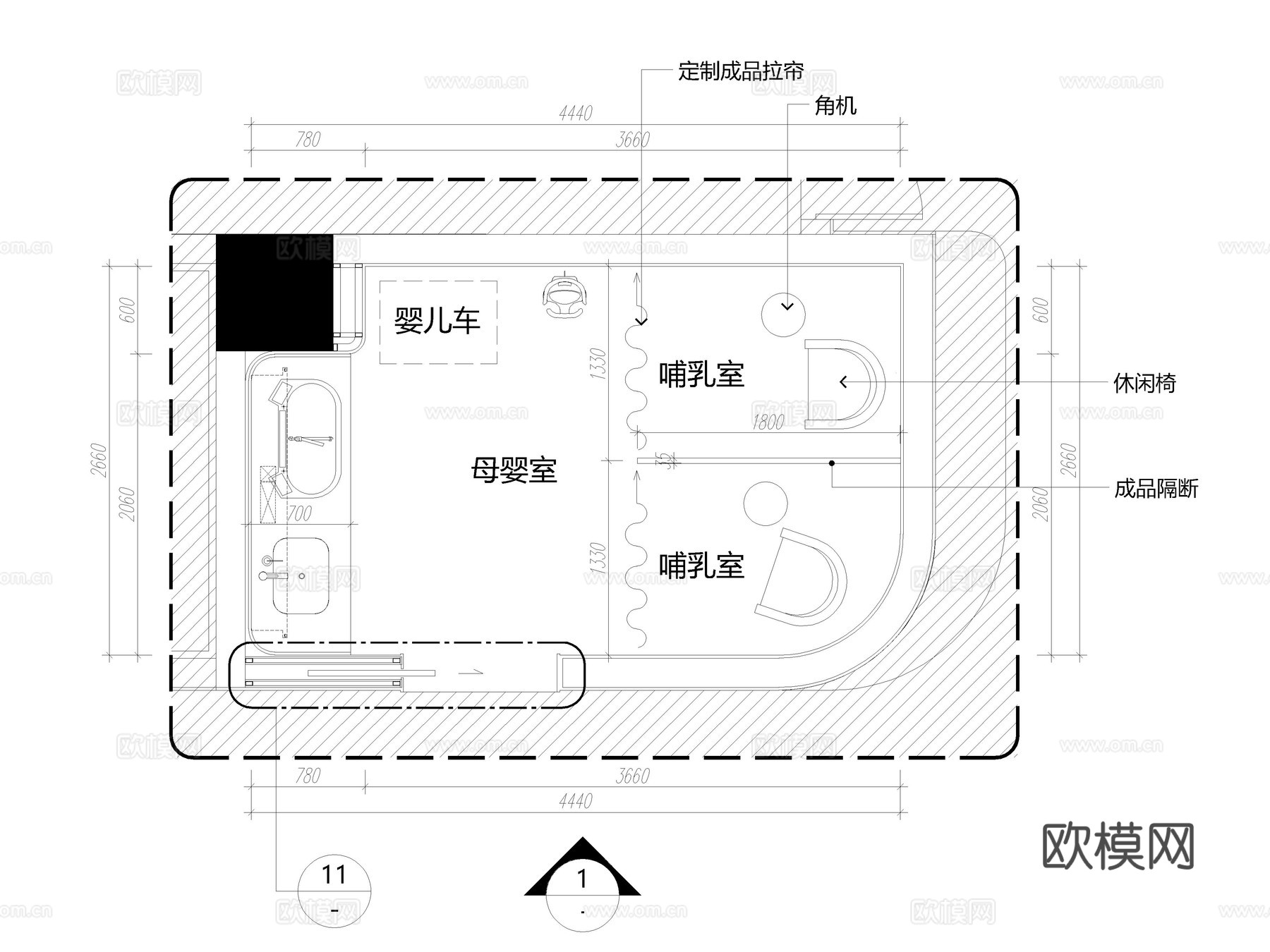 母婴店 母婴室 哺乳室 母婴护理室 婴儿生活馆cad施工图