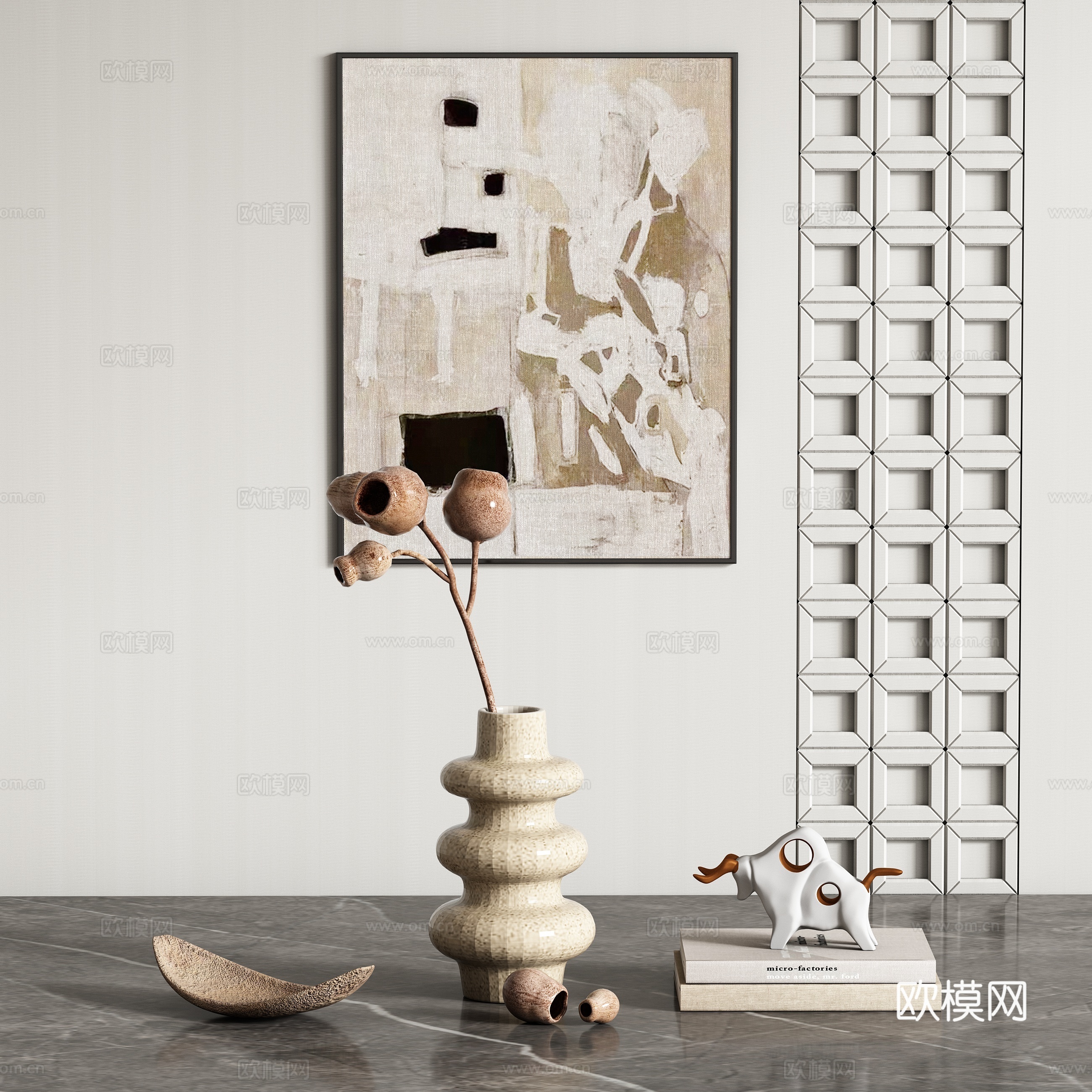中古风饰品摆件组合su模型