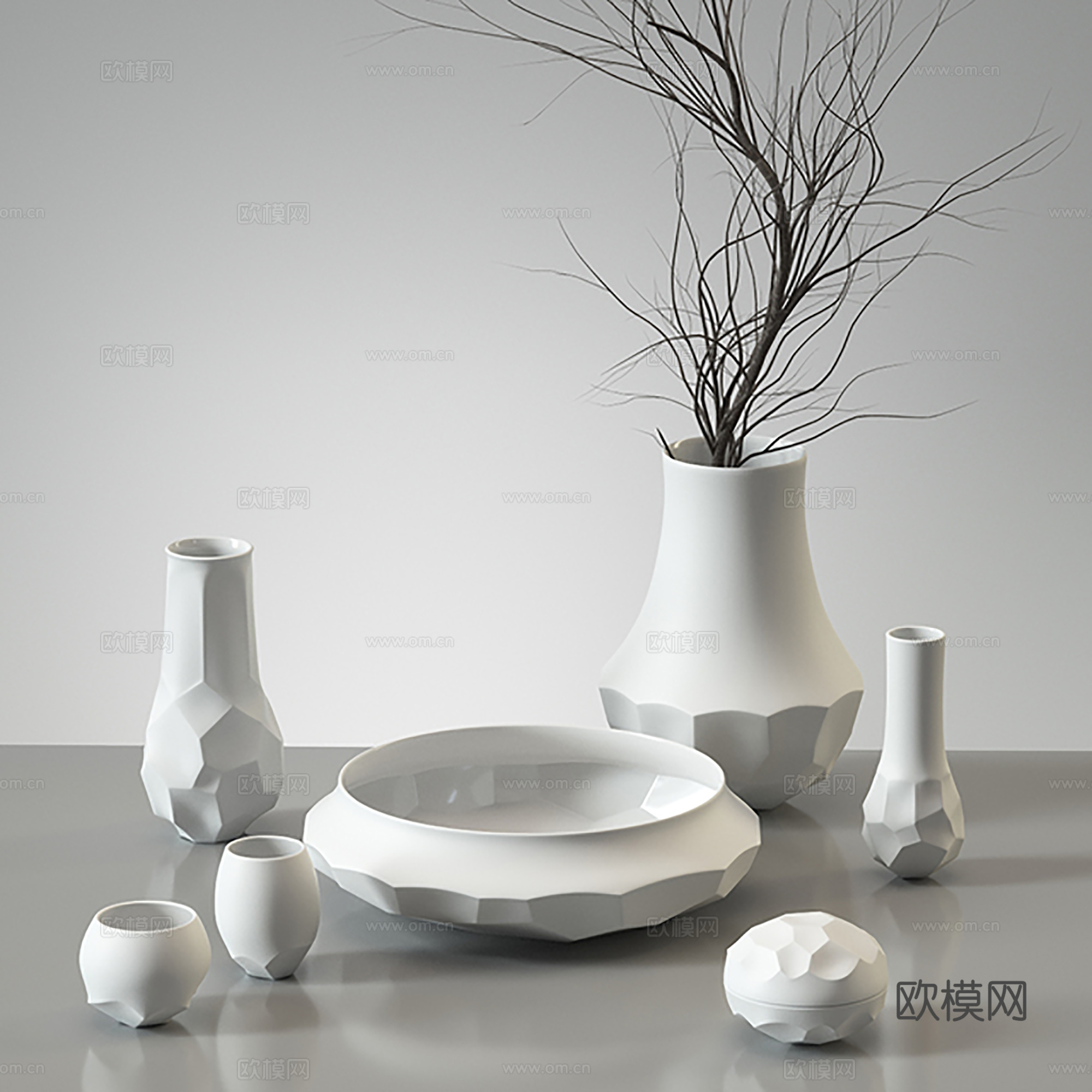 现代饰品摆件 摆件组合  陶瓷器皿3d模型