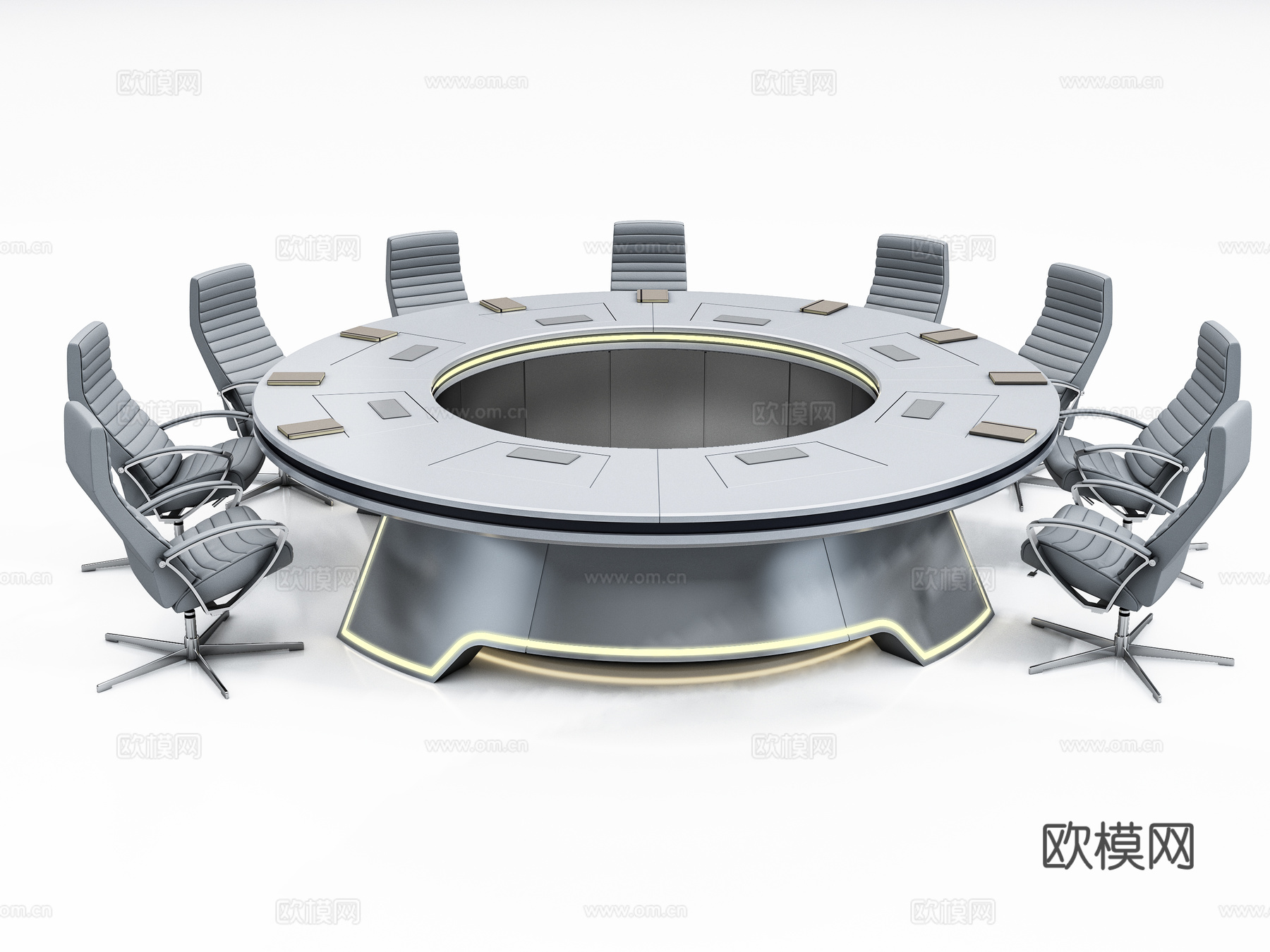 现代圆形会议桌3d模型