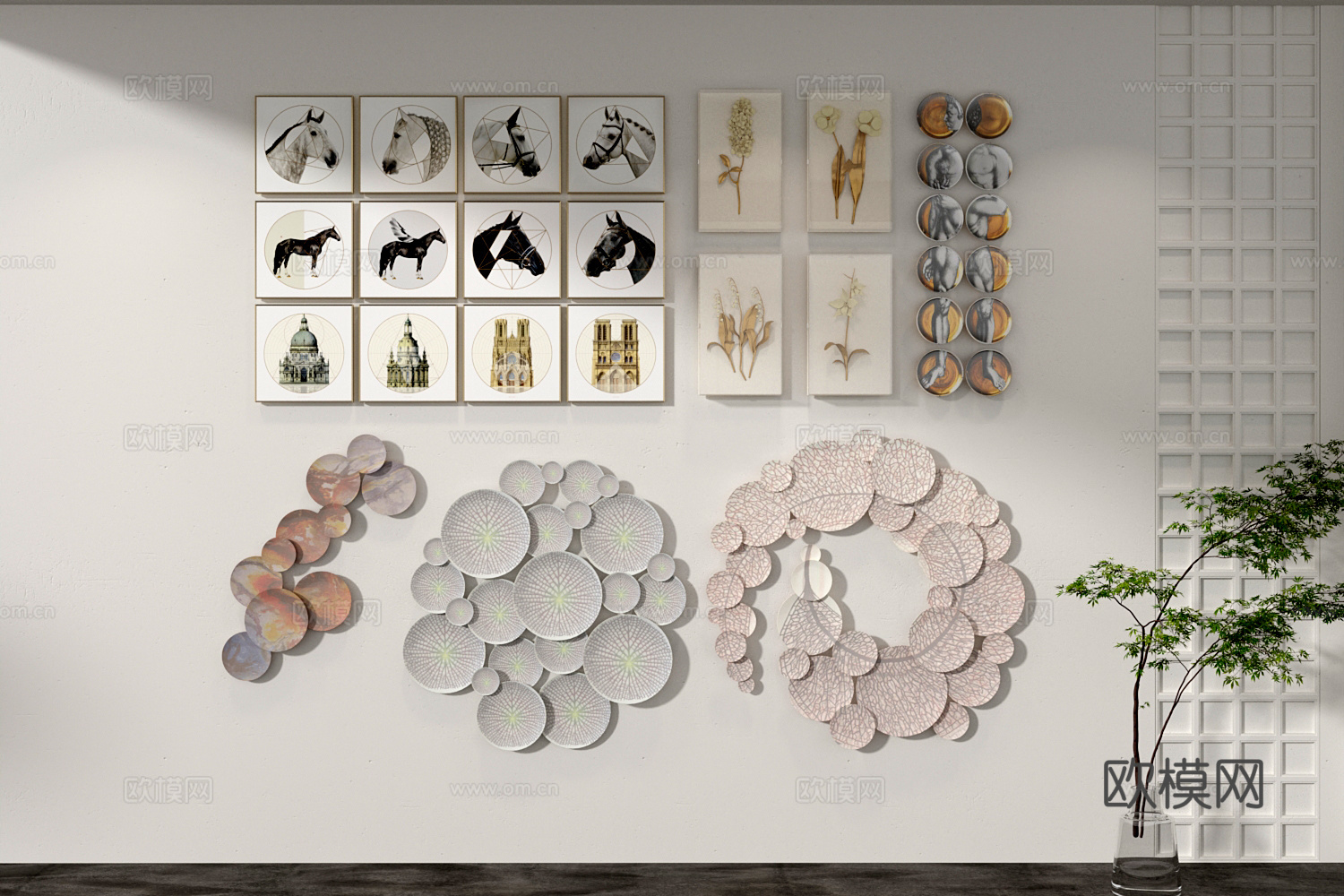现代墙面挂画组合3d模型