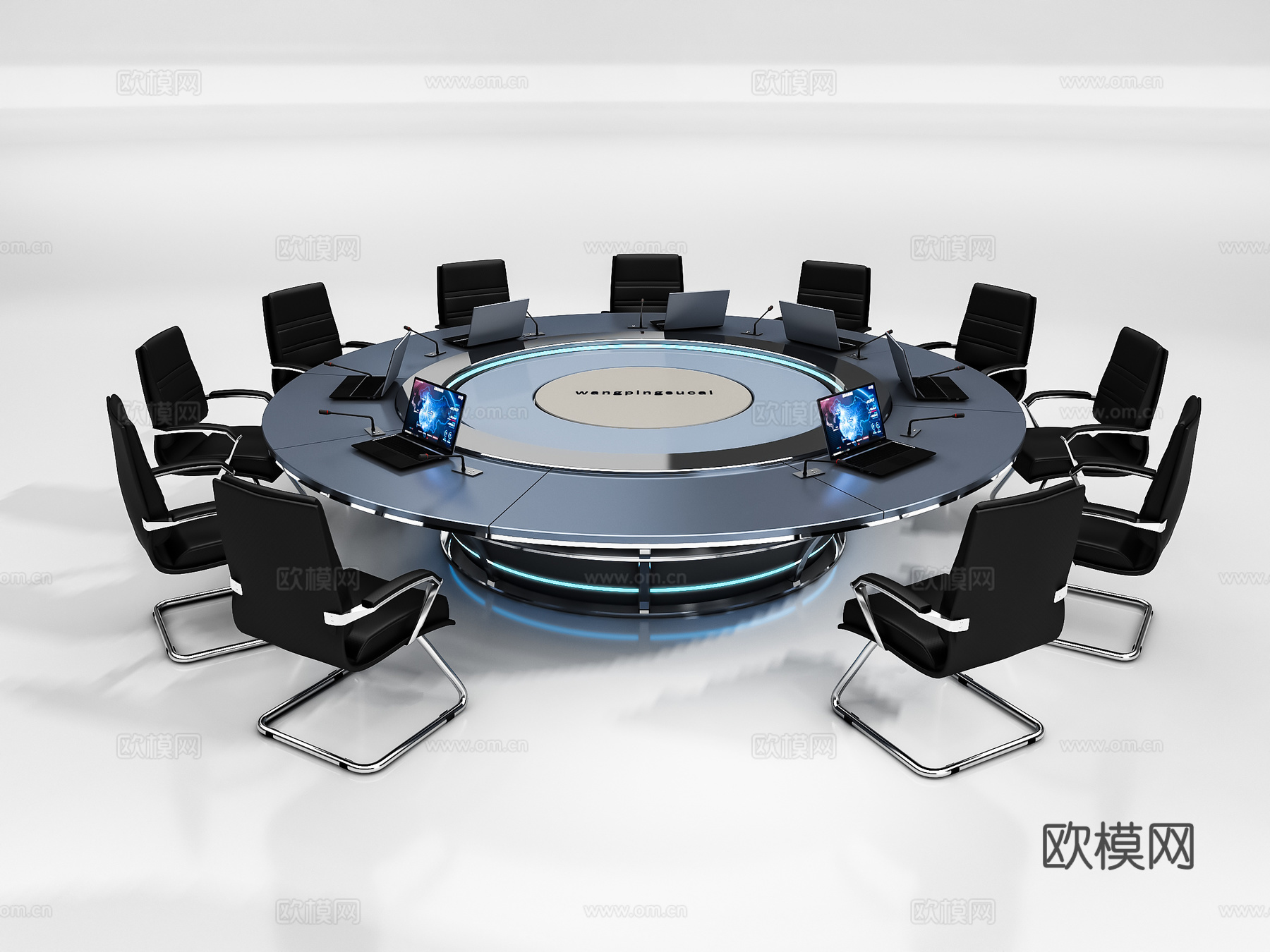 暗黑风圆形会议桌3d模型