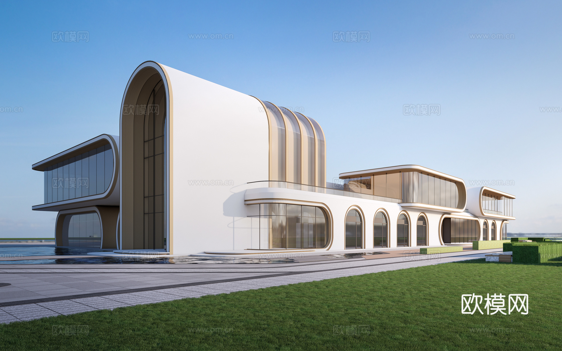 现代商铺建筑 商业街建筑 沿街商铺 店铺su模型