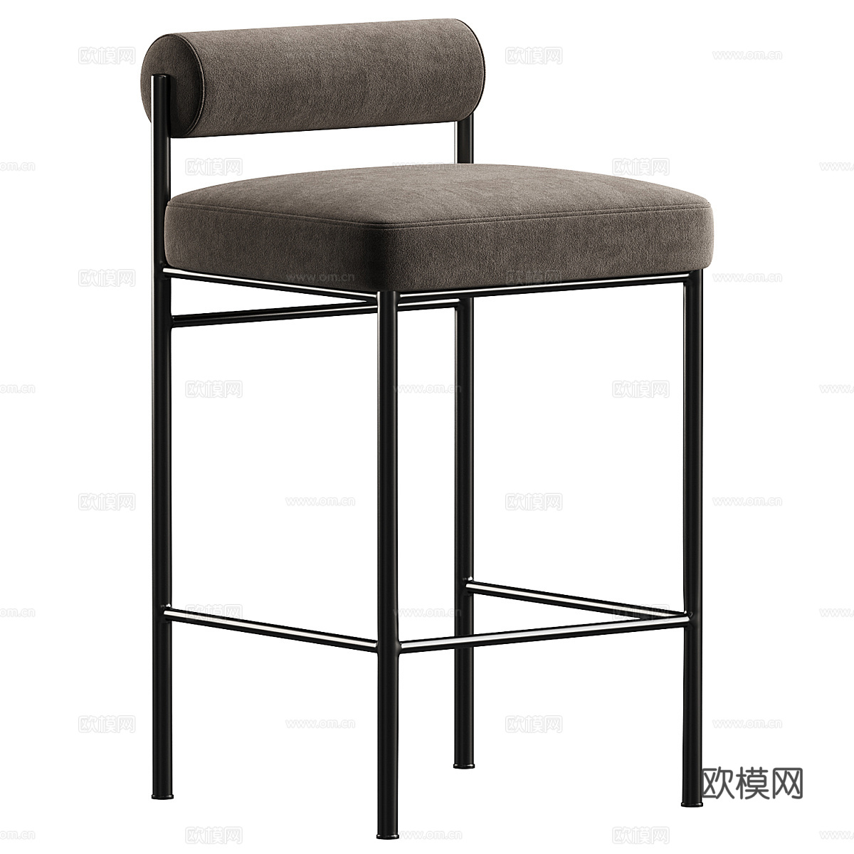 现代意式布艺皮革吧台椅3d模型