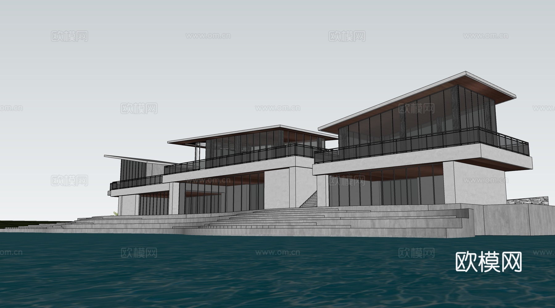 现代小公建 商店建筑 咖啡厅建筑 驿站建筑su模型