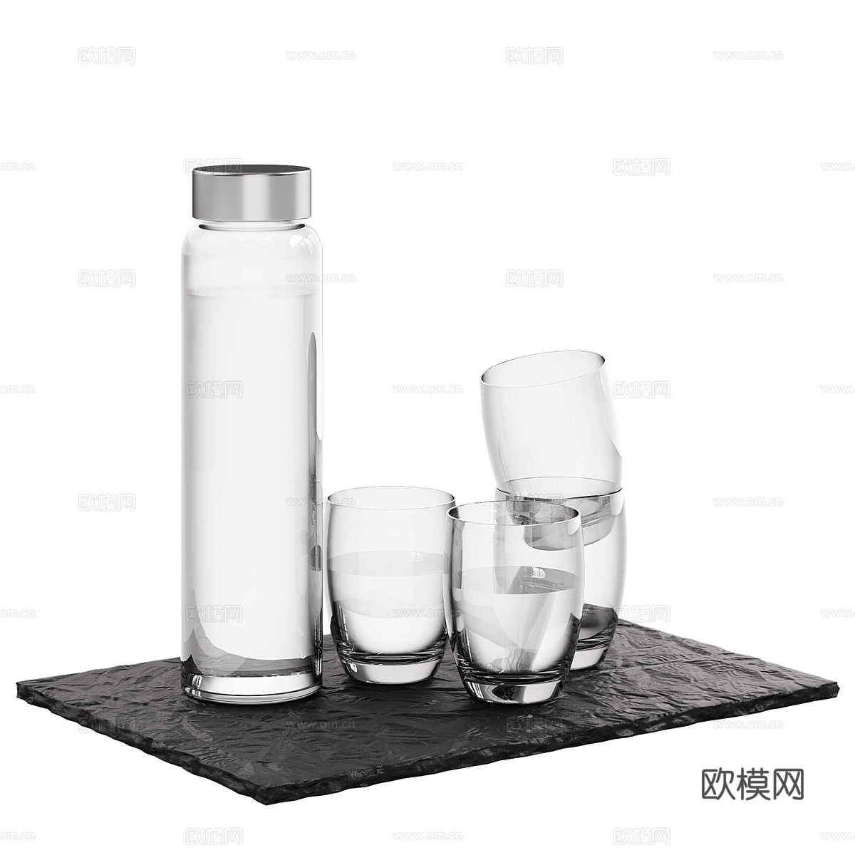 现代意式餐具 水瓶 水杯3d模型