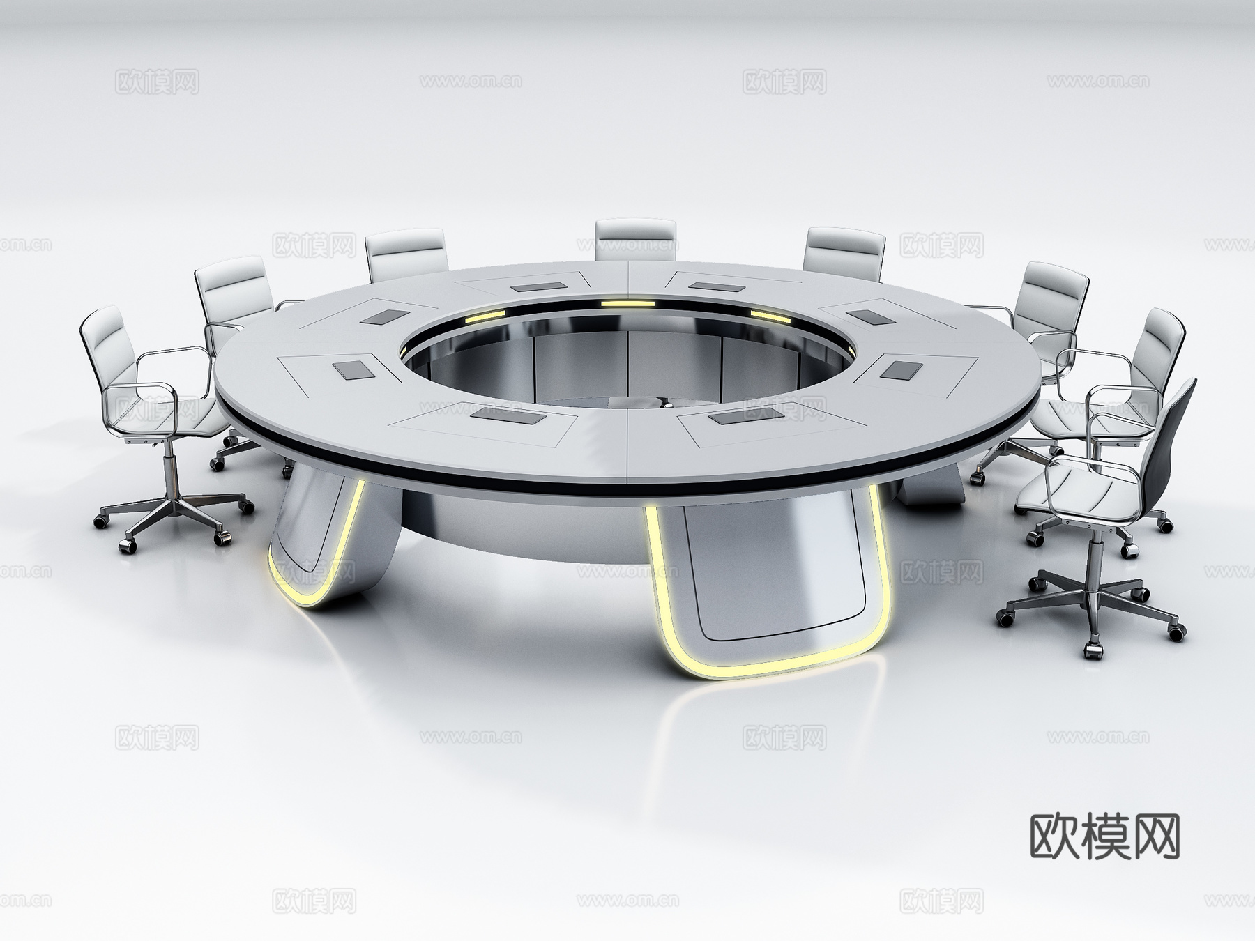 科技感圆形会议桌3d模型