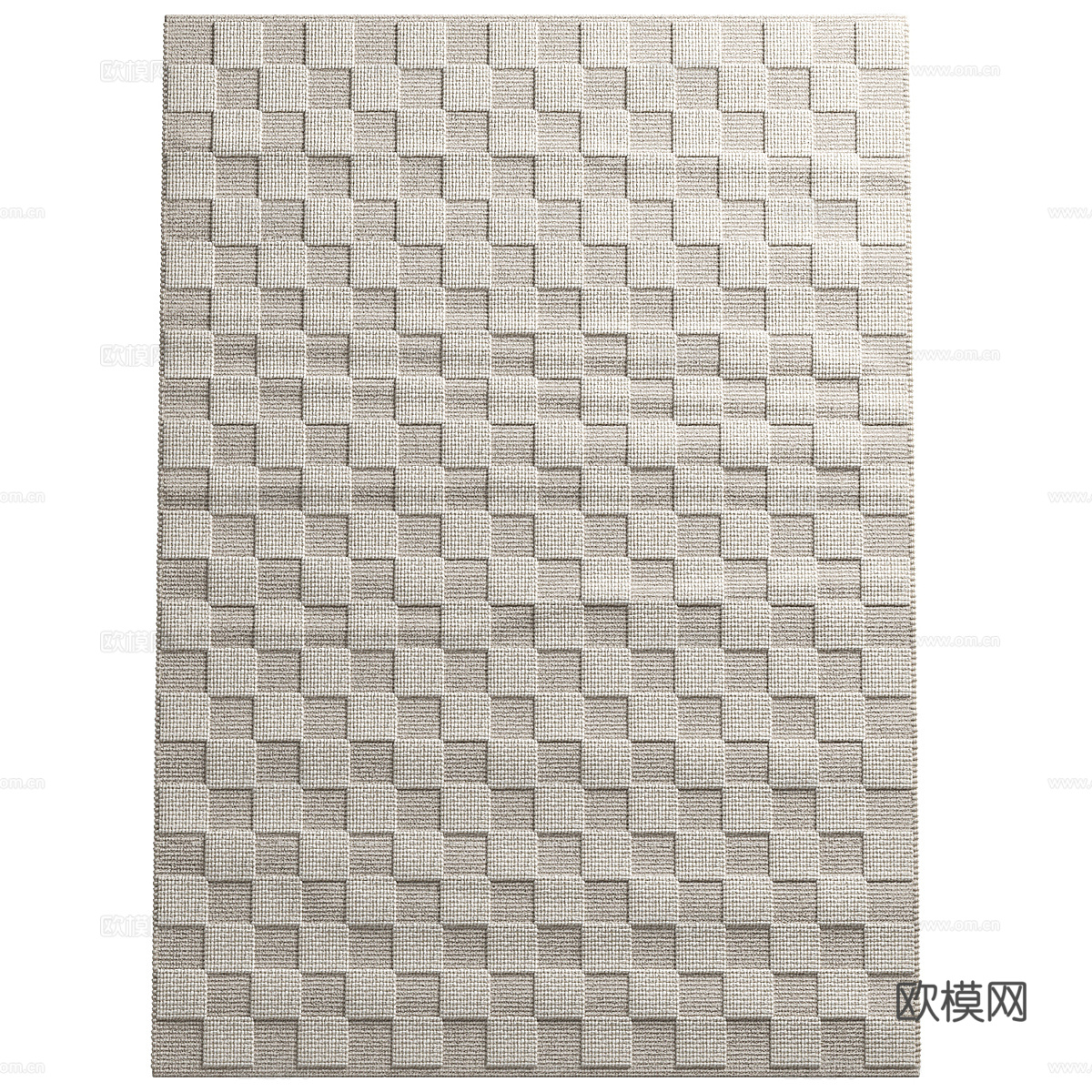 现代意式布艺格子地毯3d模型