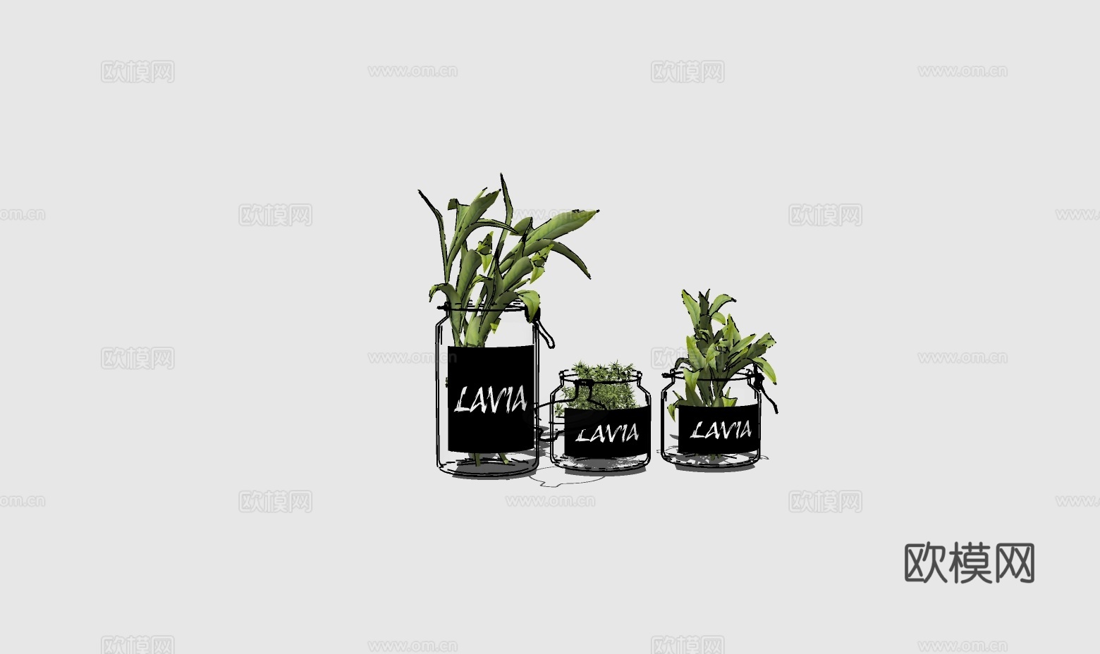 现代花瓶花卉su模型下载