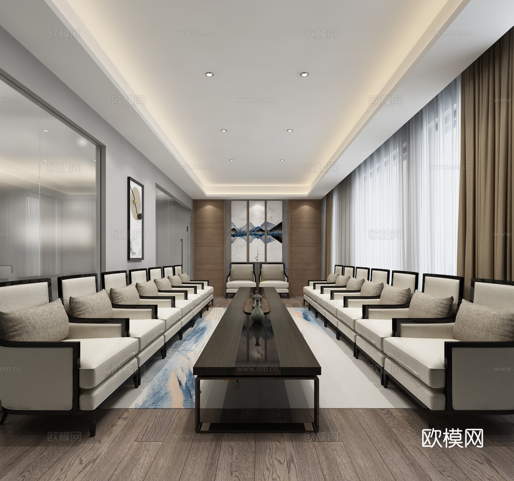 新中式接待室沙发3d模型