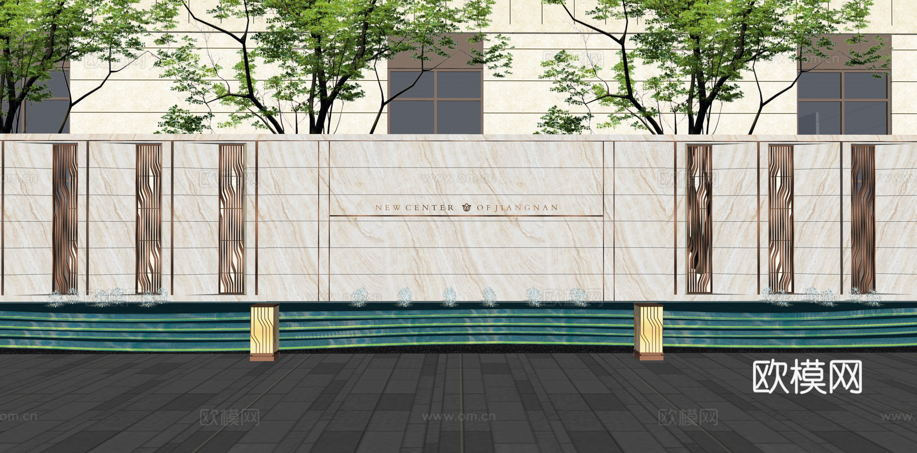 现代小区大门su模型下载