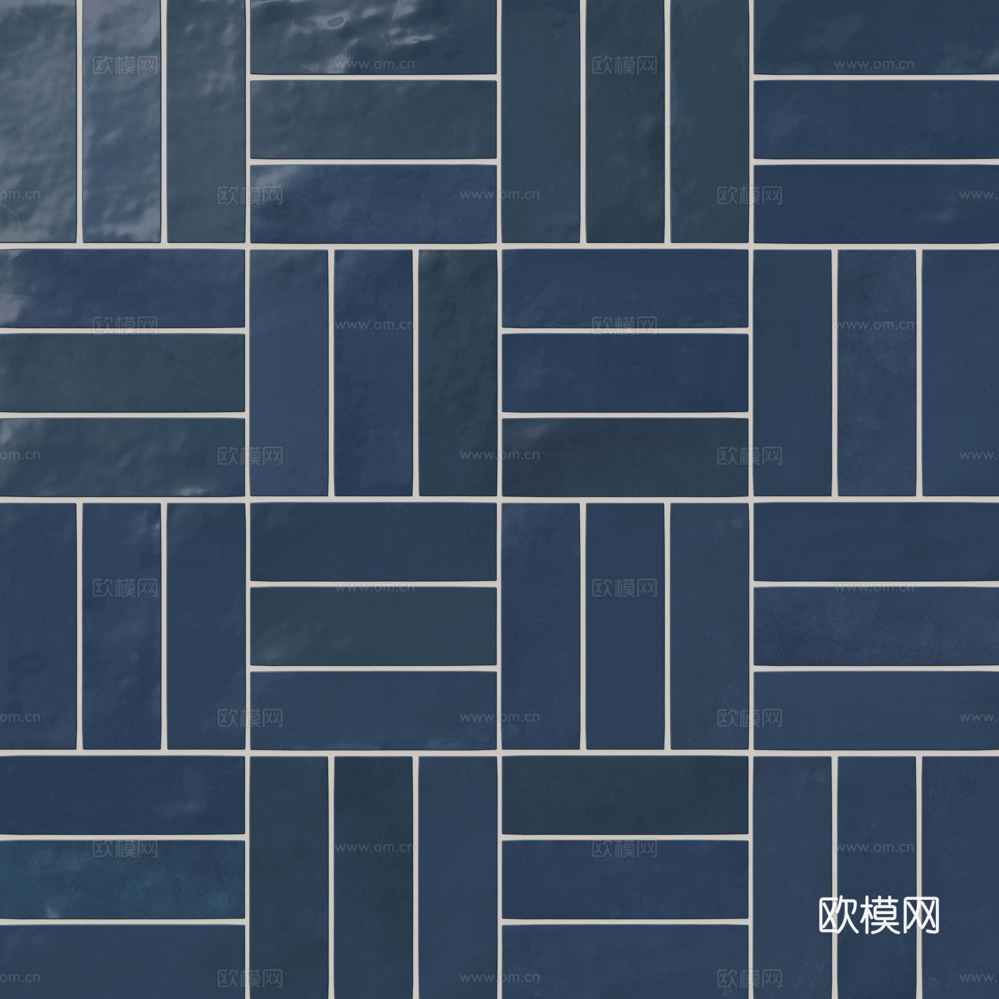 深蓝色错拼光面釉面瓷砖