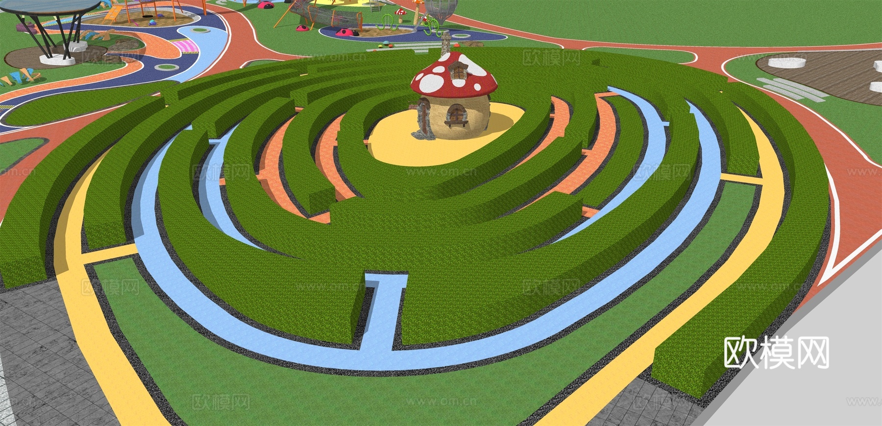 现代儿童游乐场su模型下载下载（渲染图5）