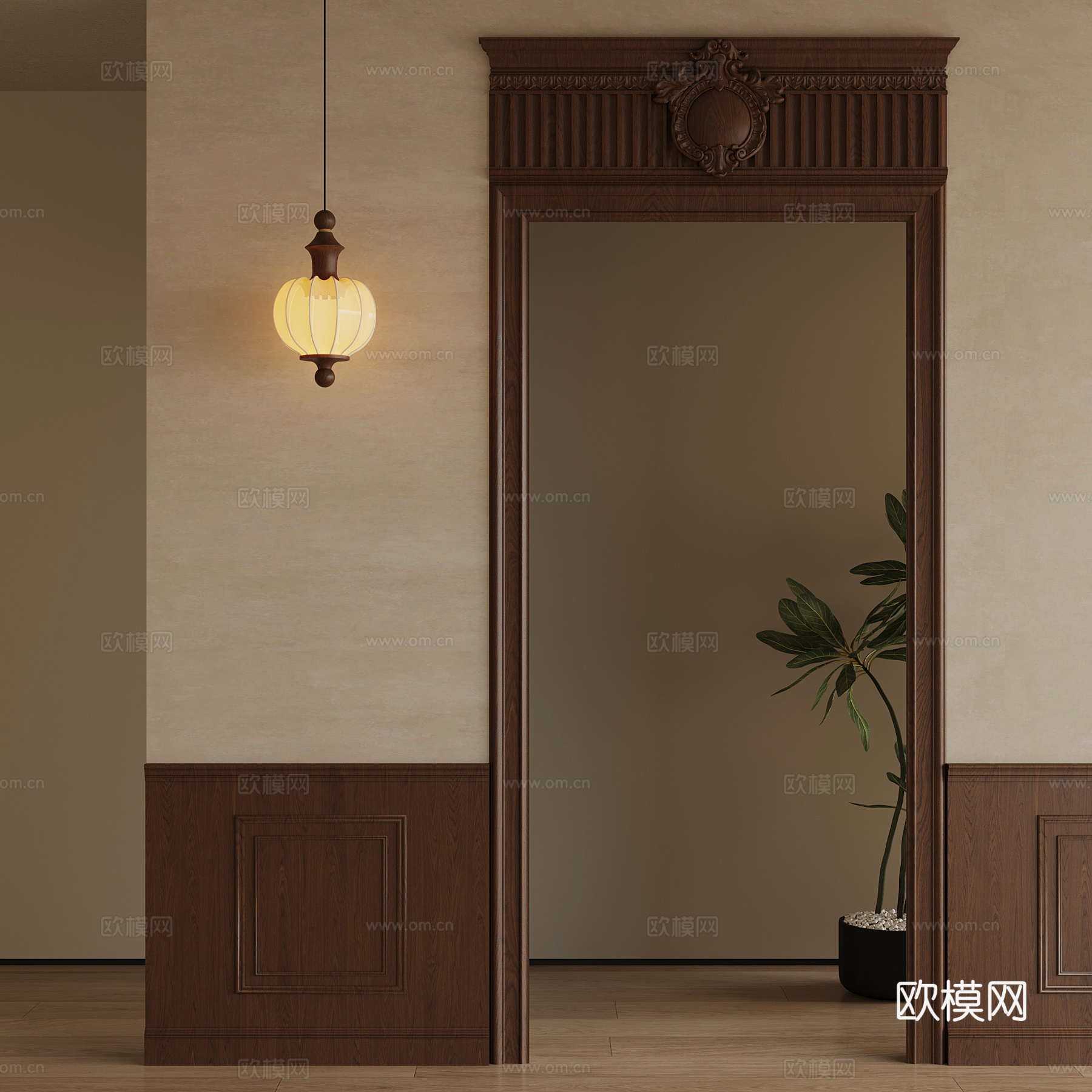 14法式中古风门套 吊灯3d模型