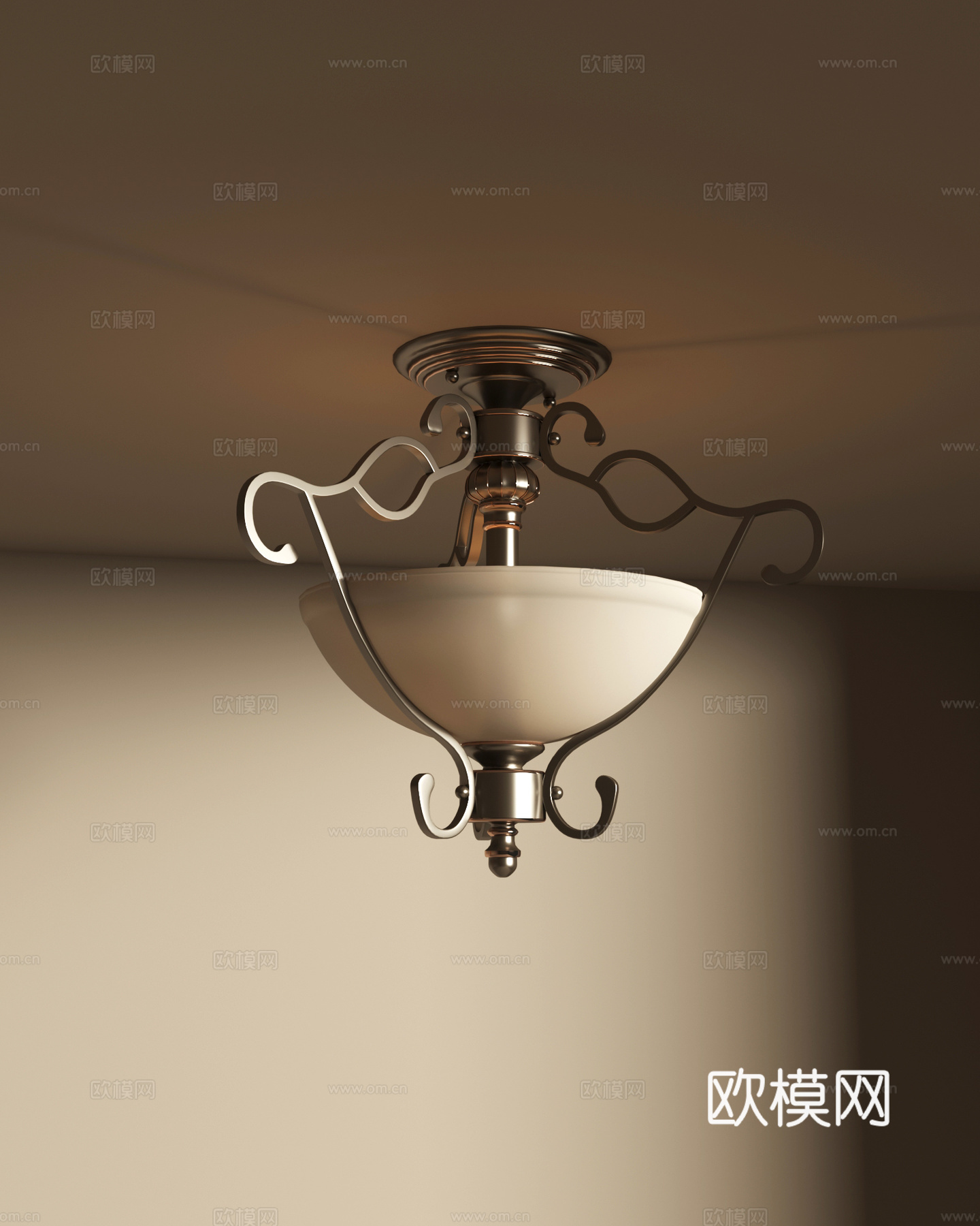 13吸顶灯 法式复古风吸顶灯3d模型