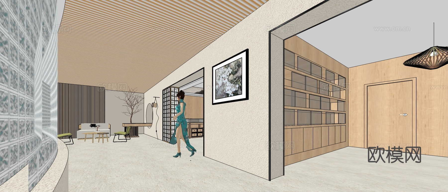 现代展厅su模型下载