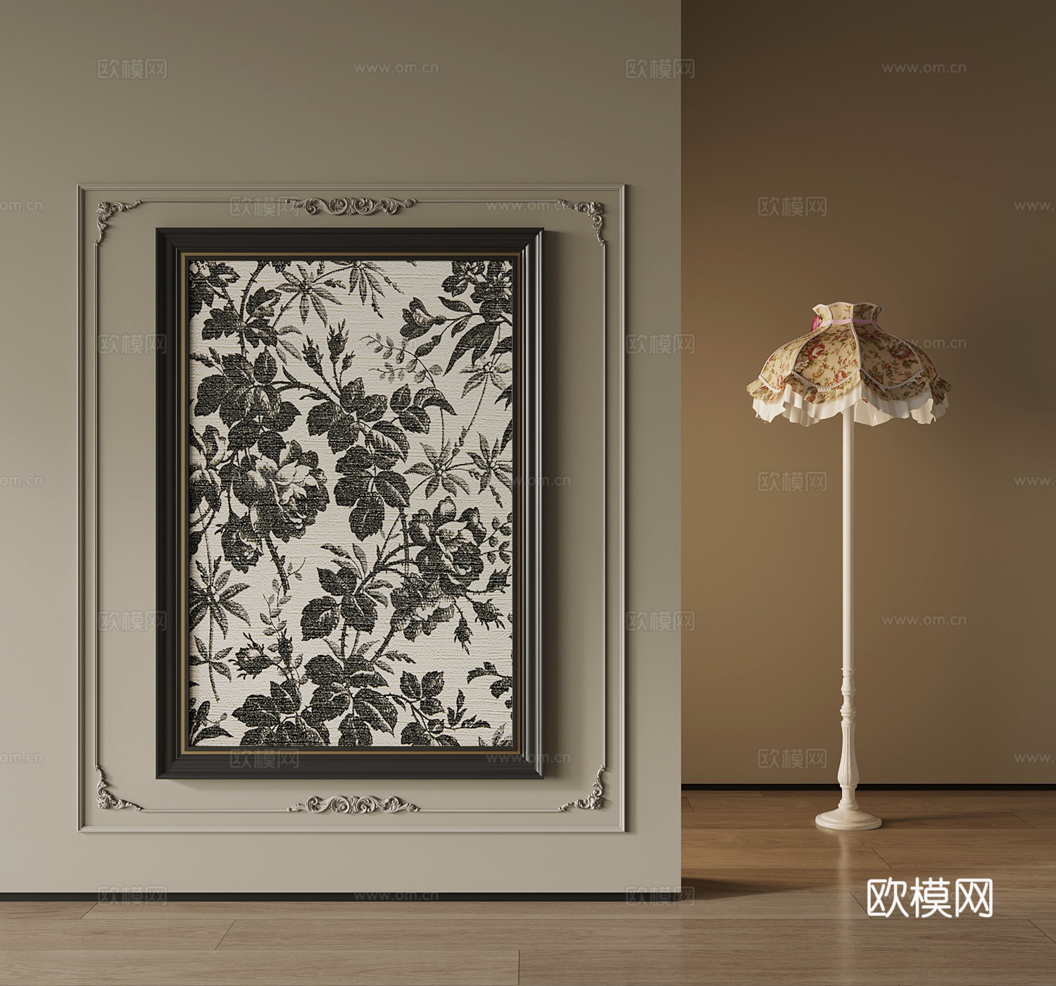 013法式挂画 吊灯su模型
