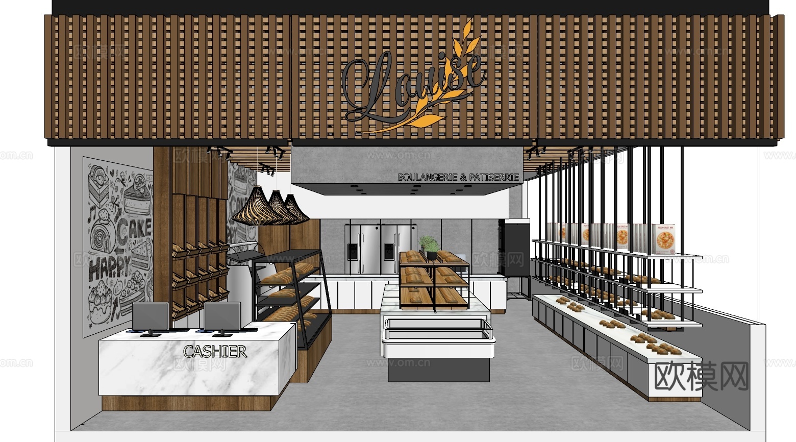 现代面包店su模型下载
