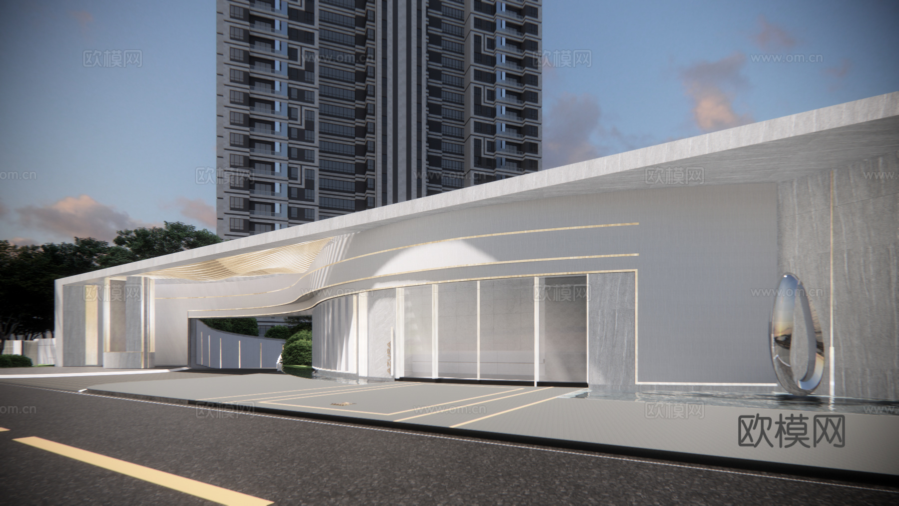 现代住宅小区大门su模型下载