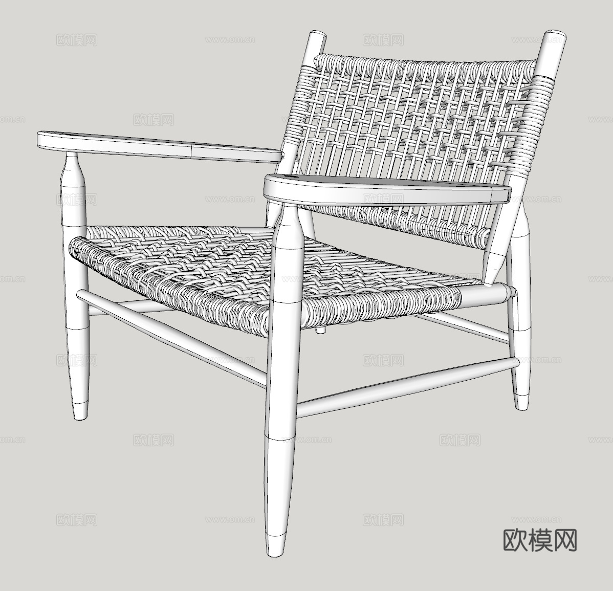 现代藤编休闲椅su模型下载