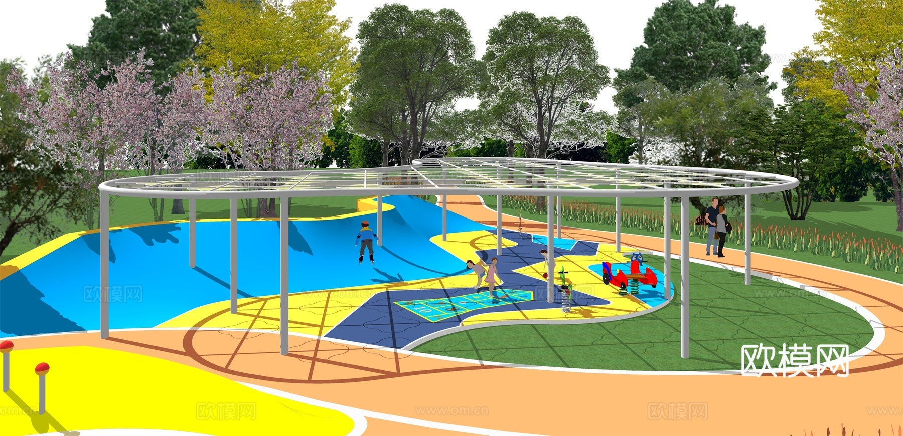 现代儿童游乐场su模型下载下载（渲染图3）