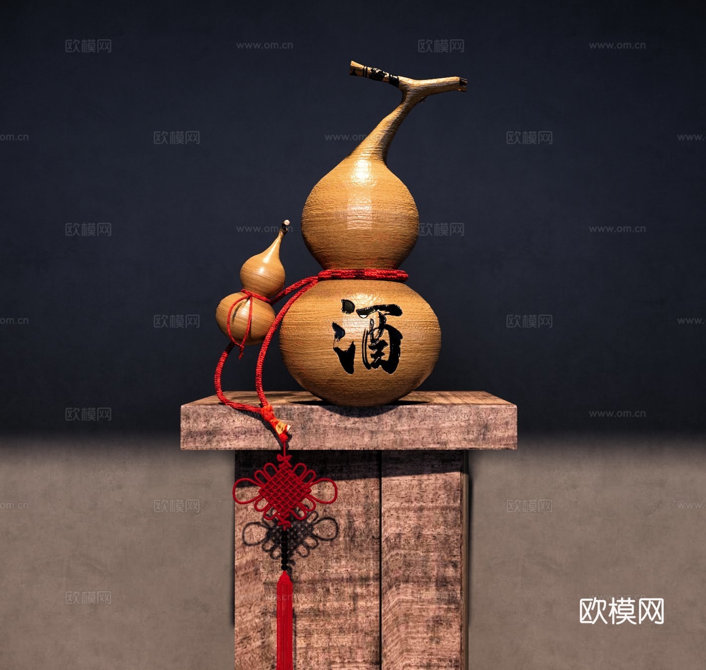新中式其他摆件 新中式酒葫芦 民间手工艺葫芦 古风酒葫芦su模型