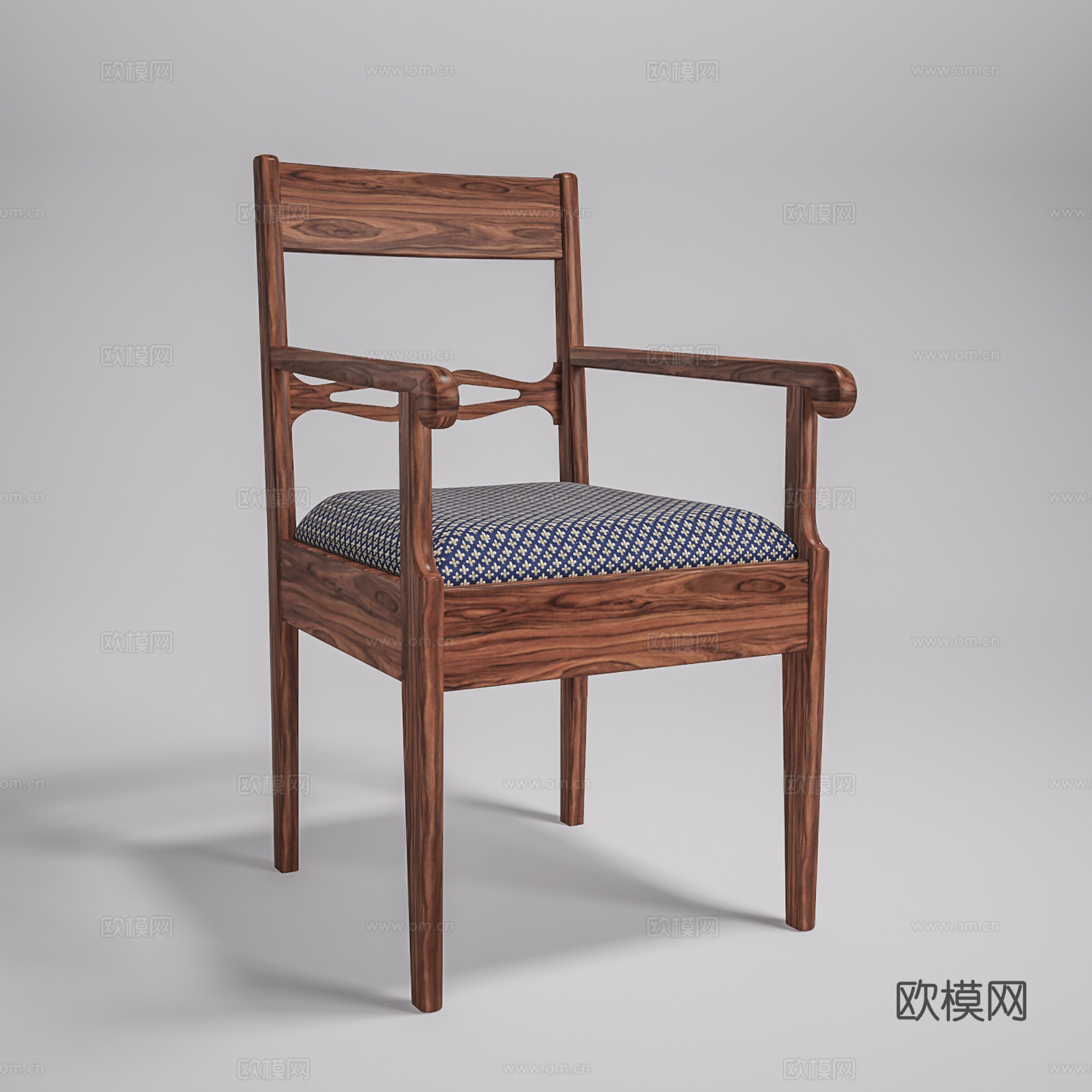 美式休闲椅 餐椅 书椅  单椅3d模型
