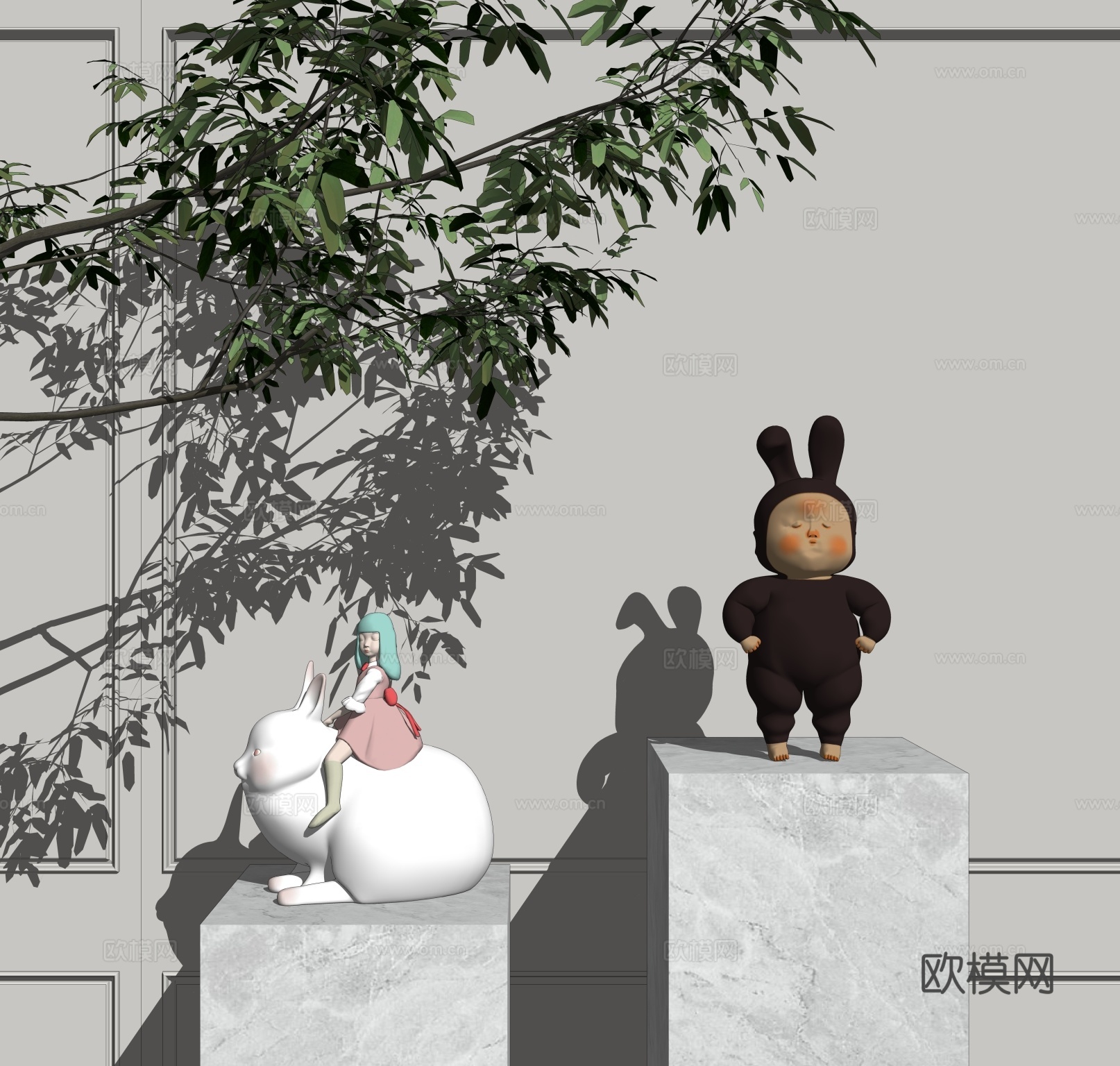 现代玩偶雕塑su模型下载