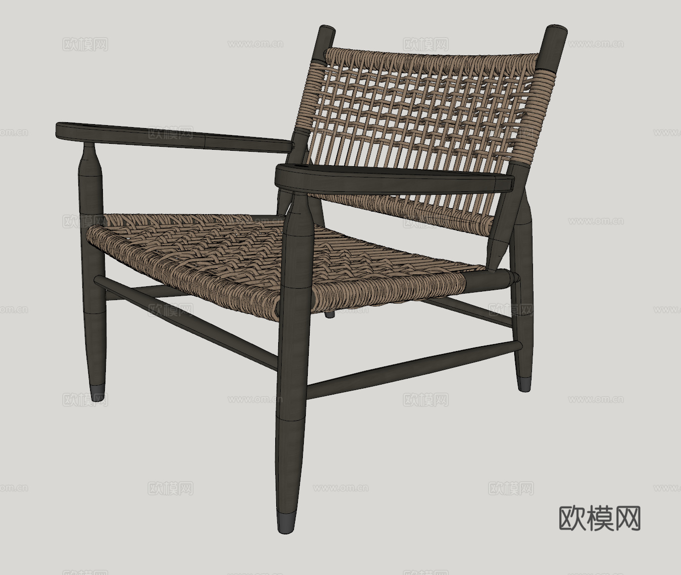 现代藤编休闲椅su模型下载