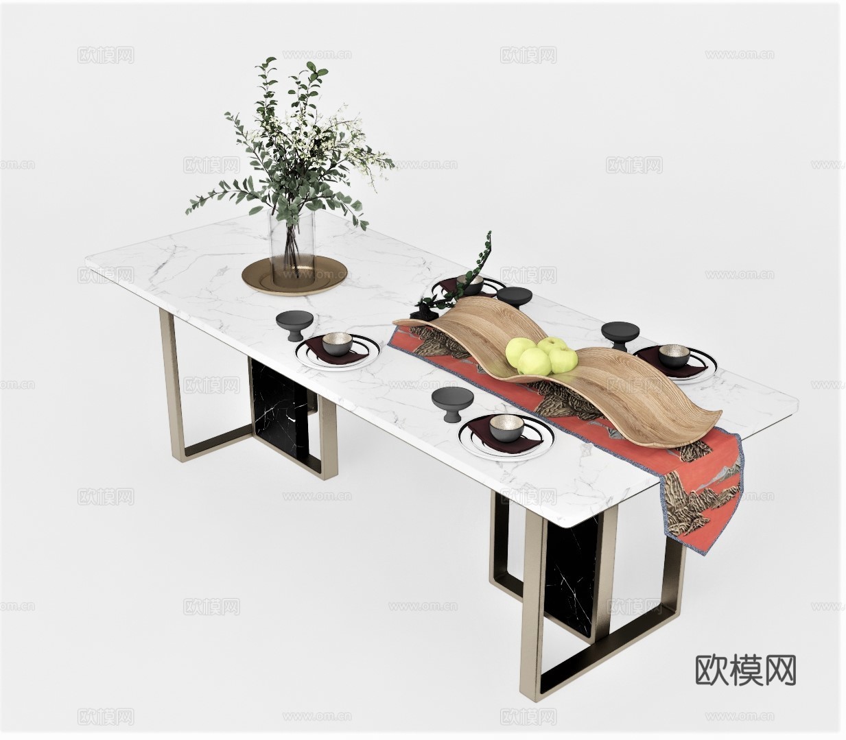 现代轻奢餐桌椅su模型下载
