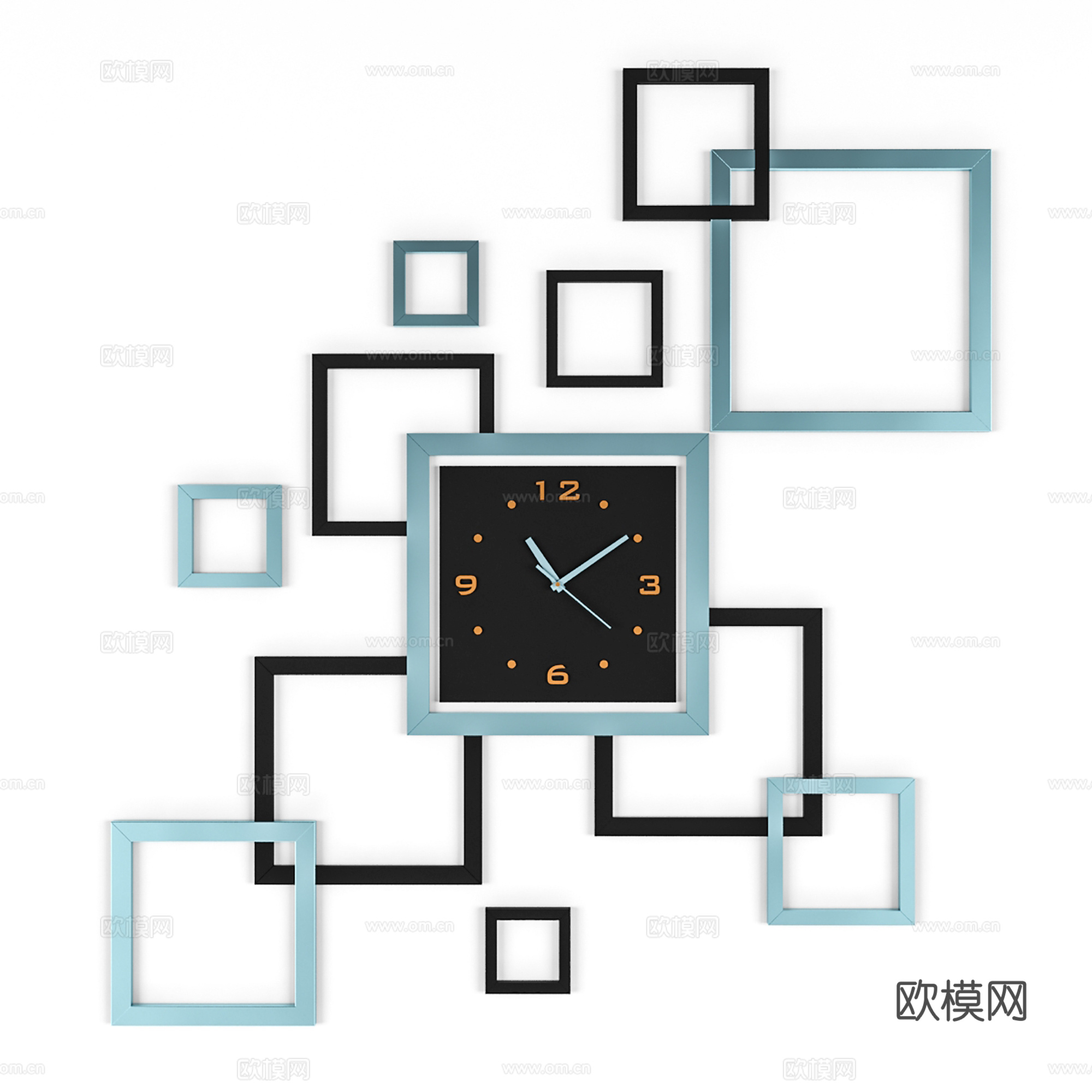 现代挂件墙饰 墙饰 钟表相框3d模型