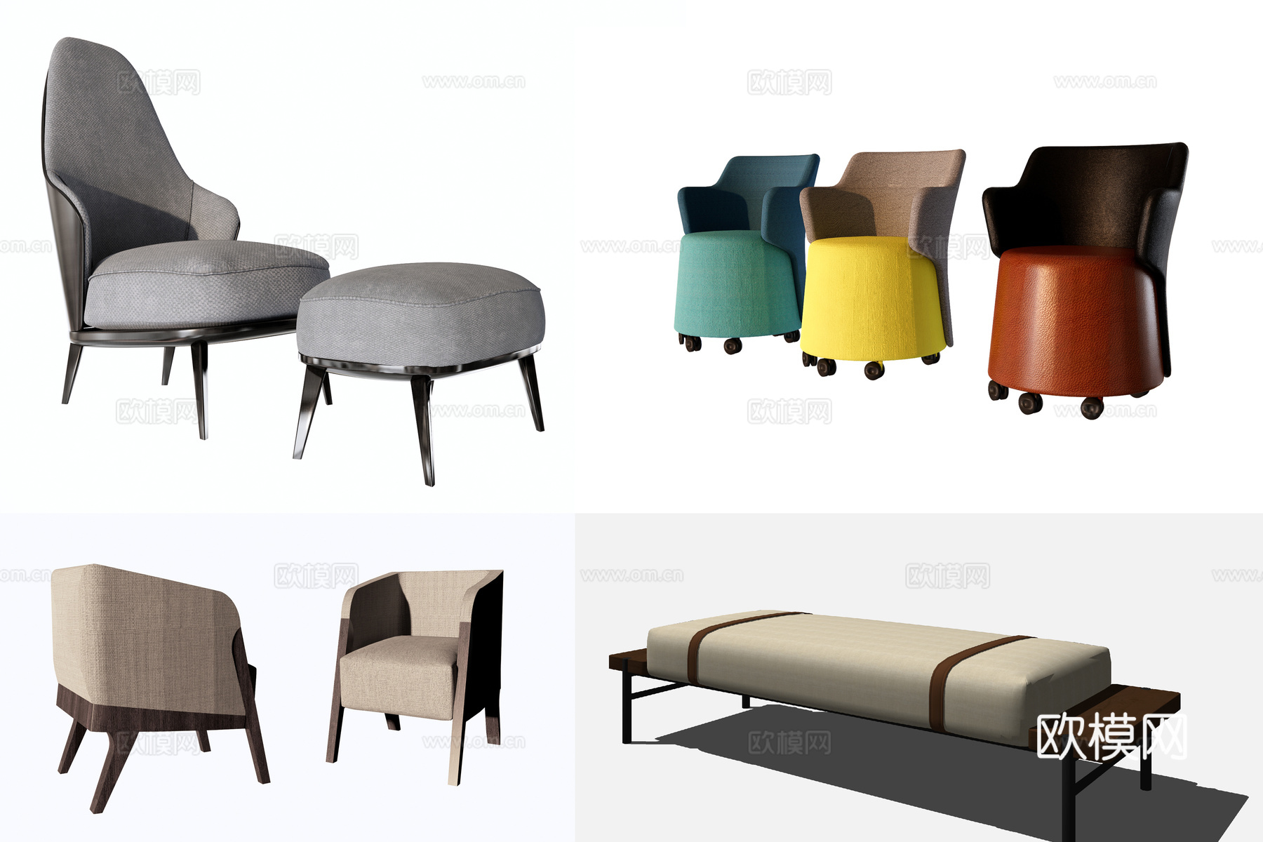 现代布艺休闲沙发su模型下载下载