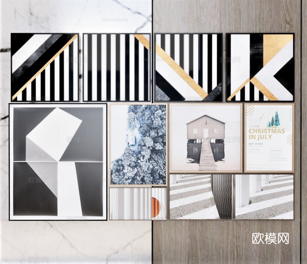 现代艺术装饰画su模型下载