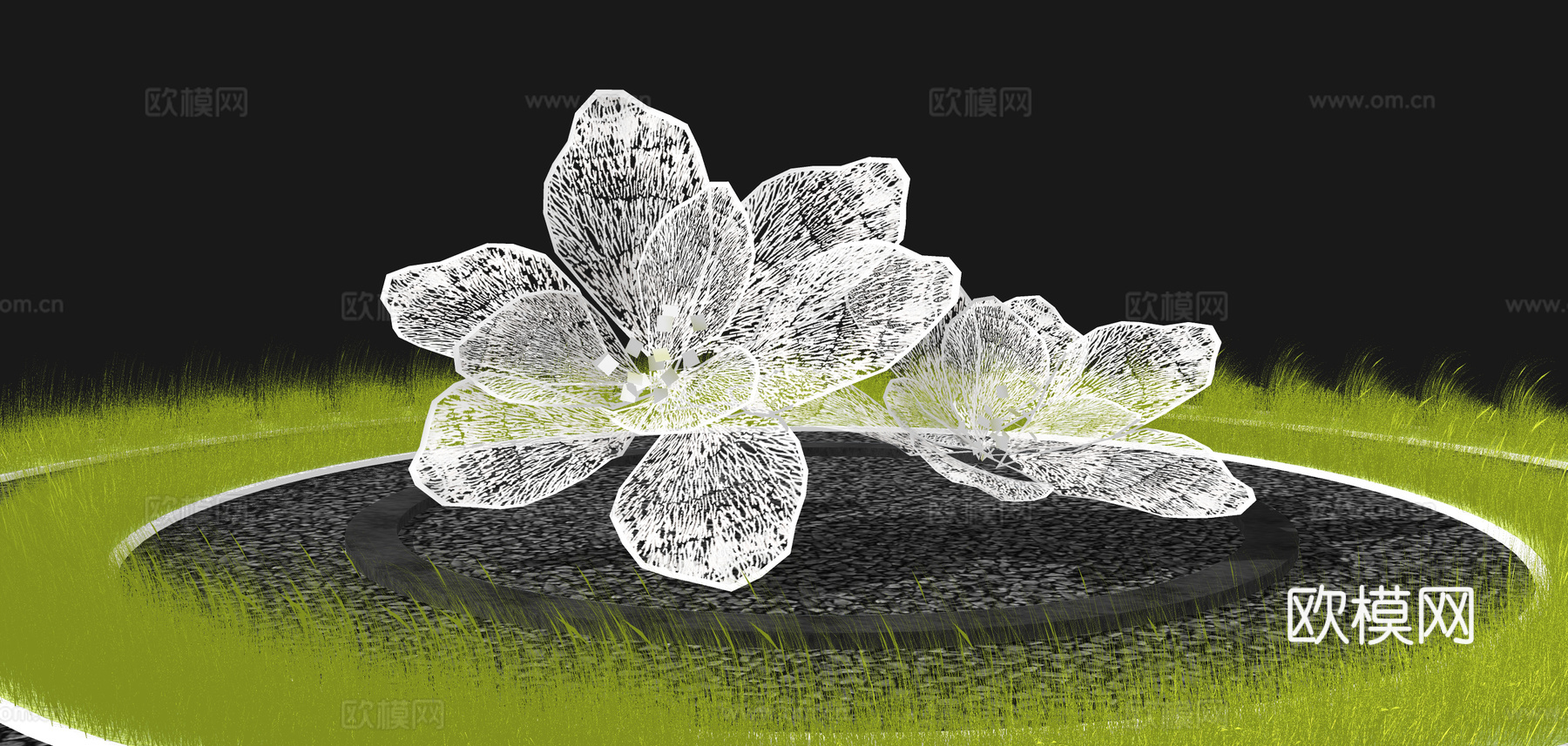现代花朵花卉雕塑小品su模型下载