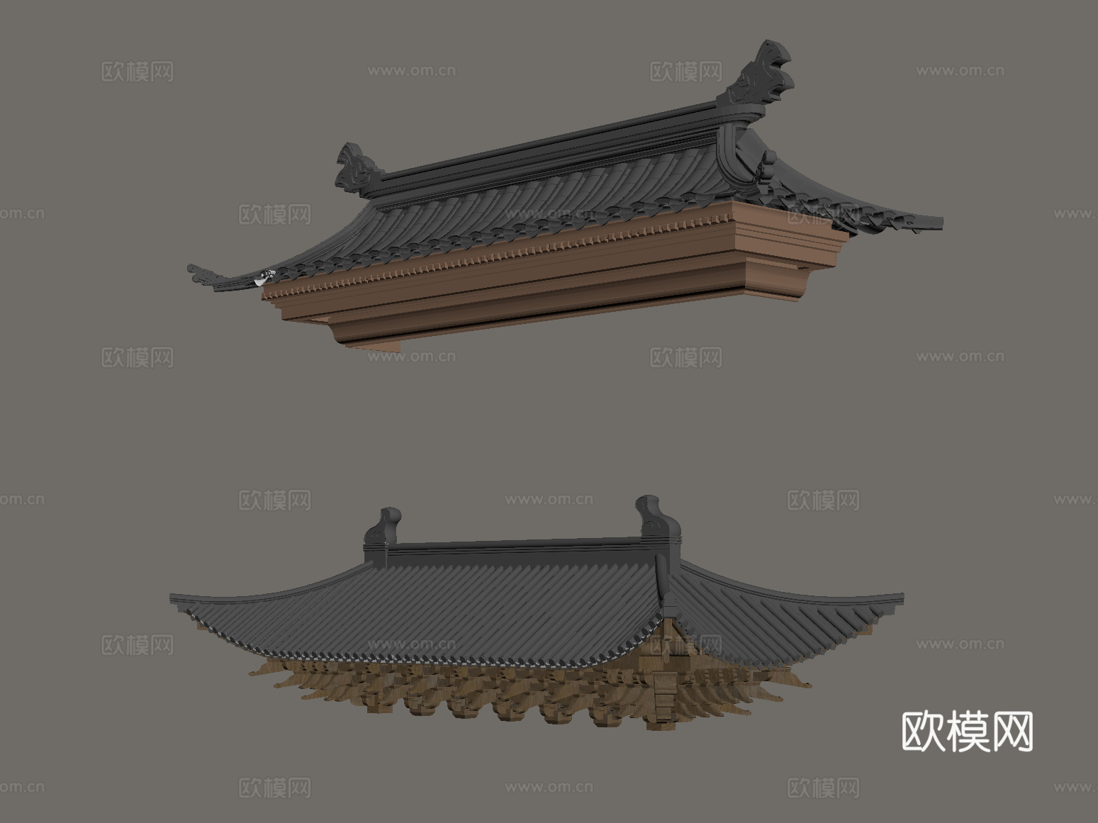 17屋檐 中式屋檐 檐口 瓦片 房檐 房顶su模型