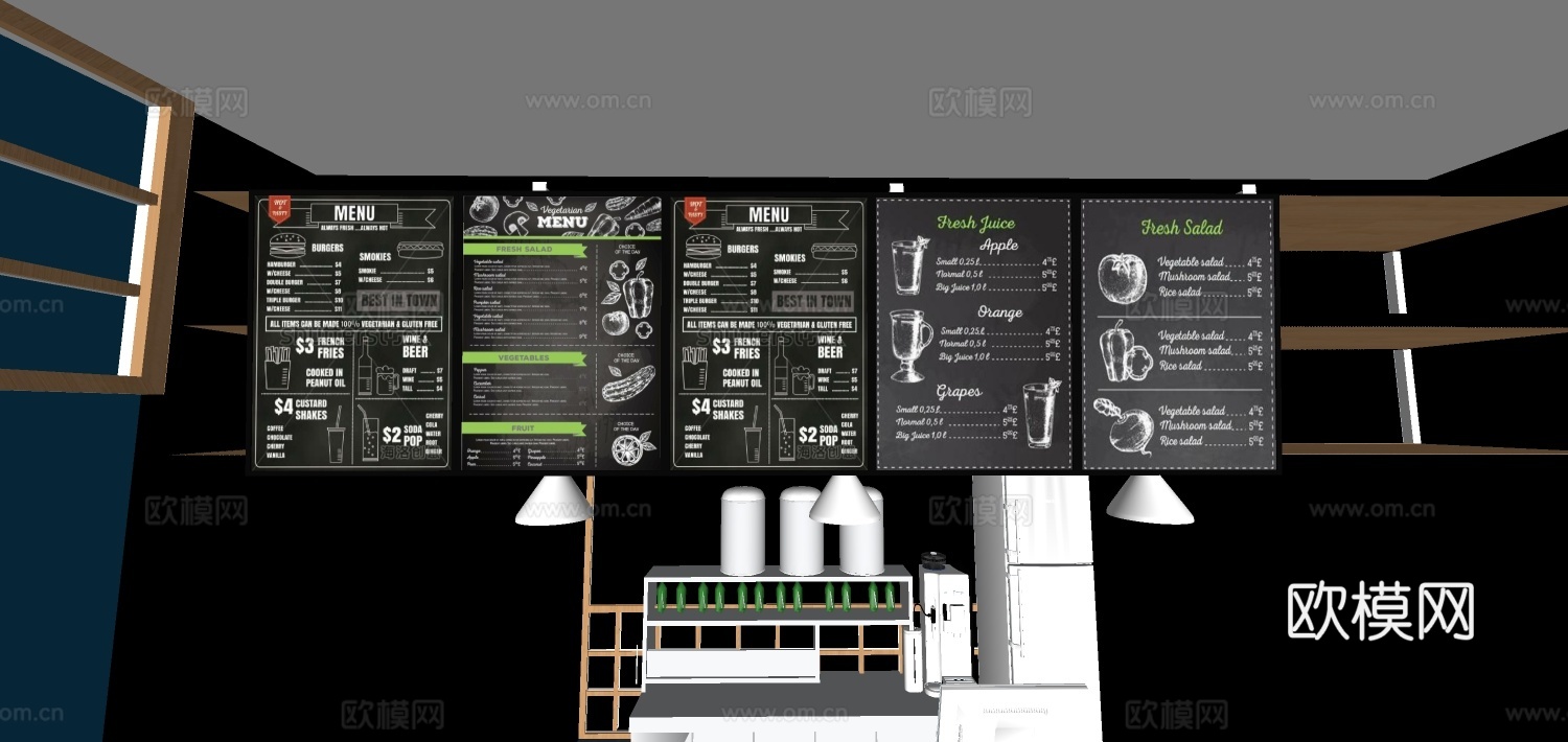 现代奶茶店su模型下载 